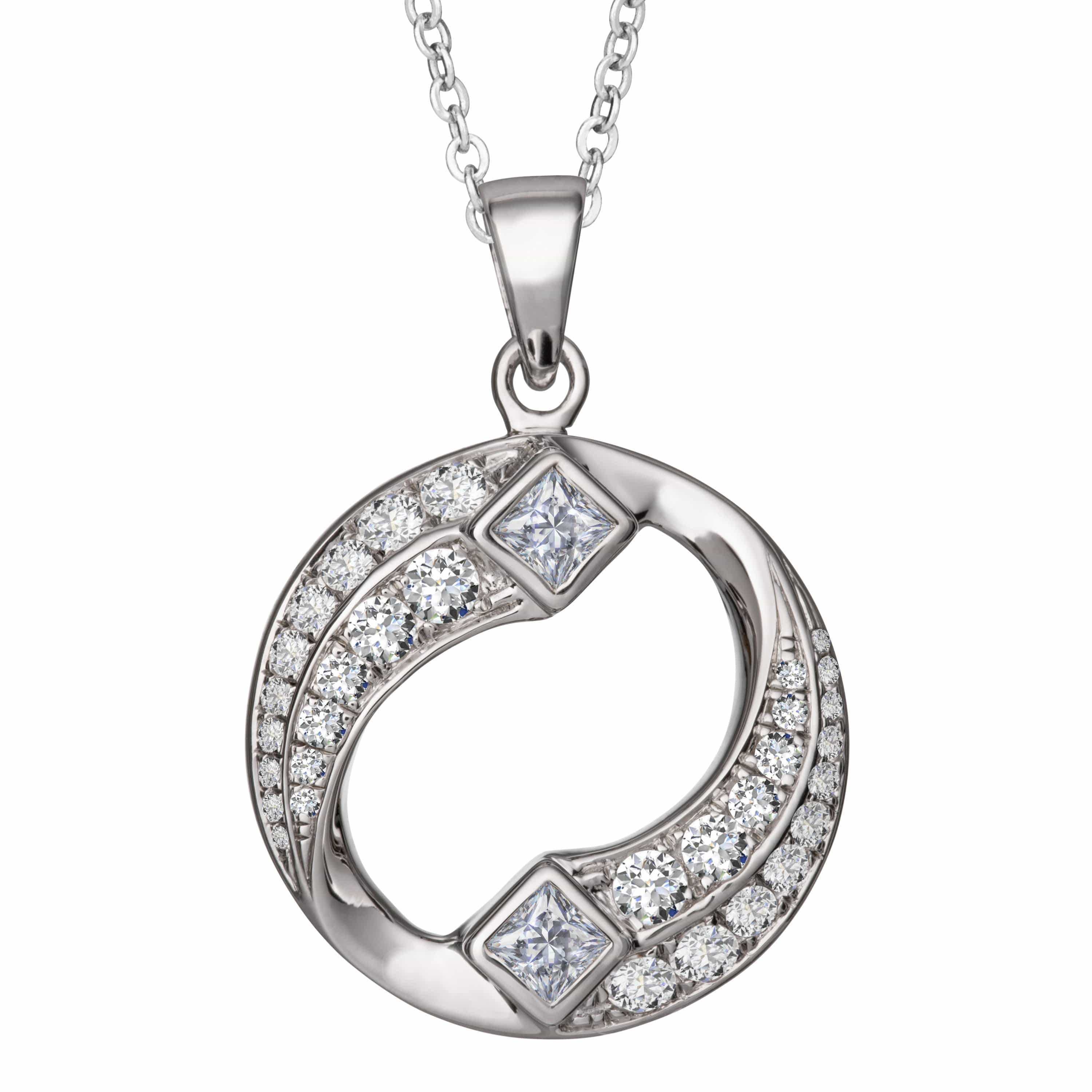 EverWith Self-fill Yin Yang Dual Chamber Memorial Ashes Pendant with Crystals 9k White Gold Fill