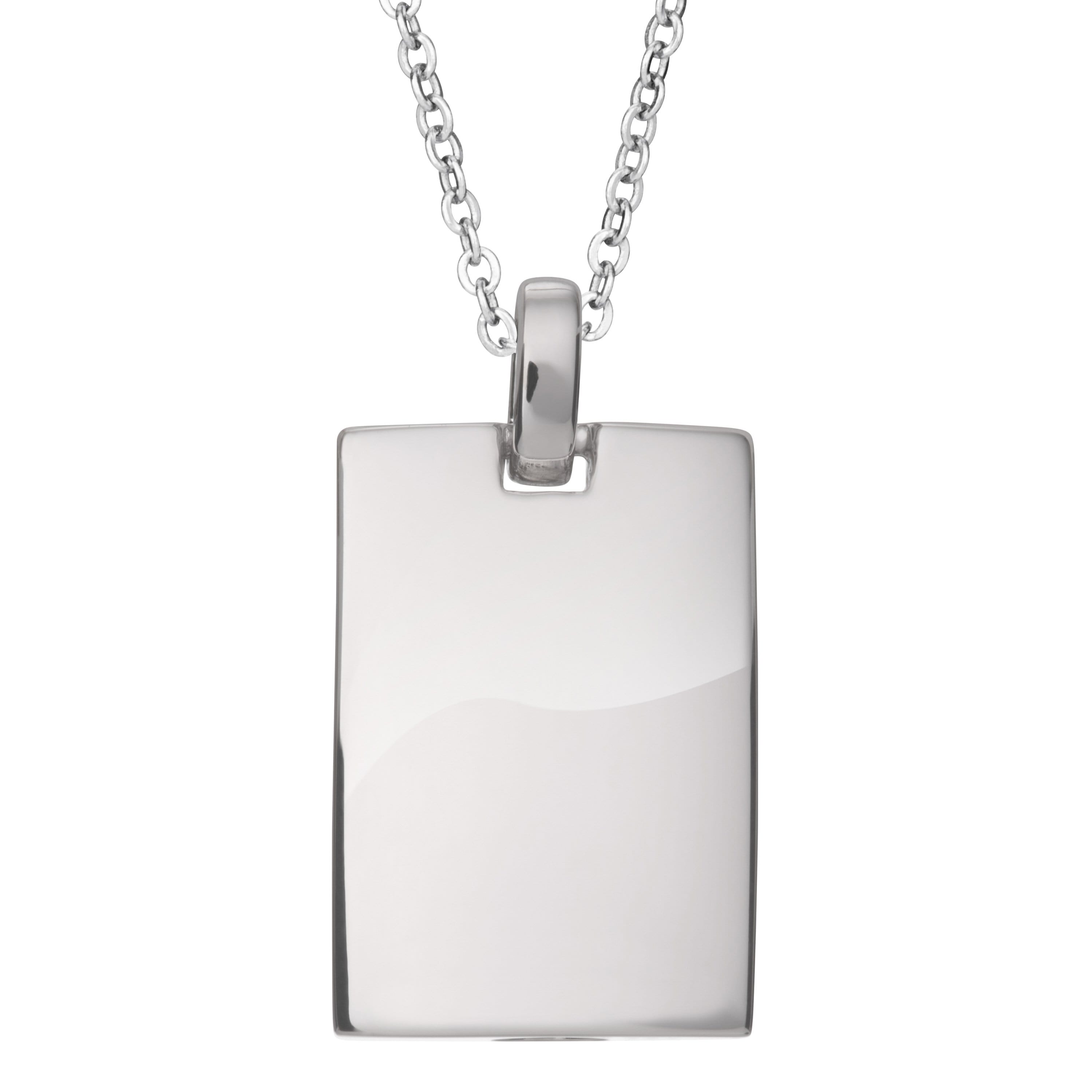 EverWith Self-fill Black Dog Tag Memorial Ashes Pendant with Crystals