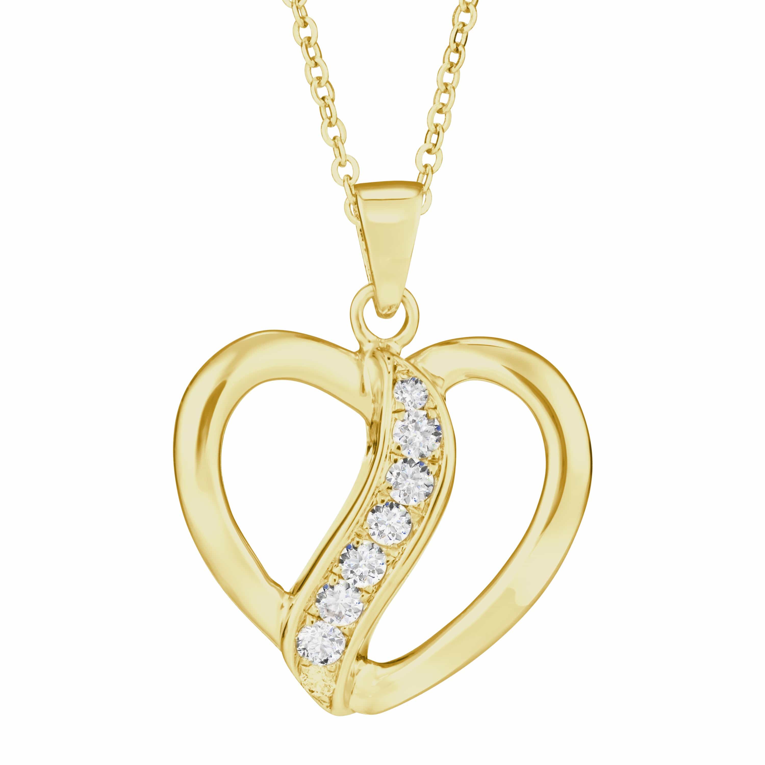 EverWith Self-fill Broken Heart Memorial Ashes Pendant with Crystals 9k Yellow Gold