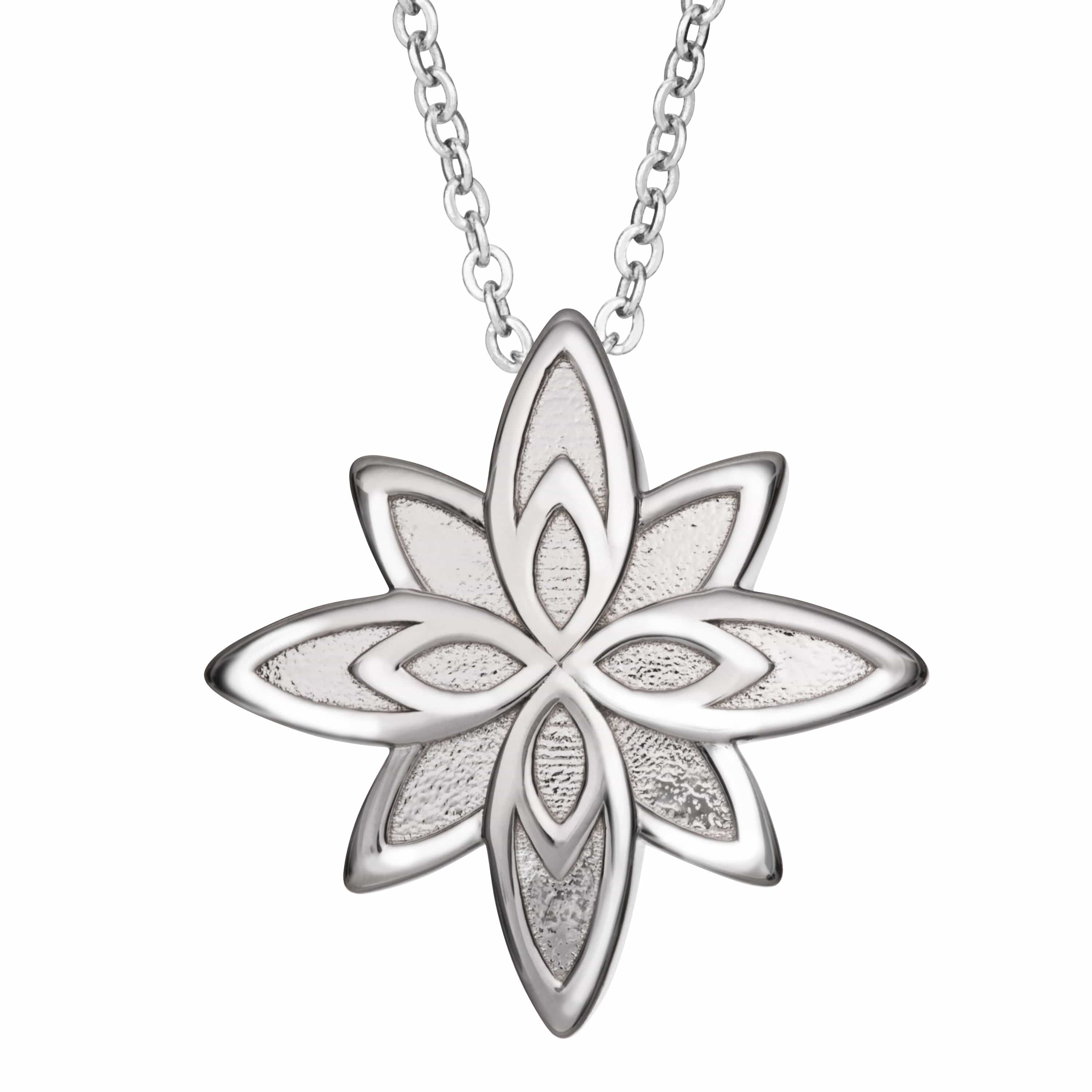 EverWith Self-fill Star Flower Memorial Ashes Pendant 9k White Gold Fill