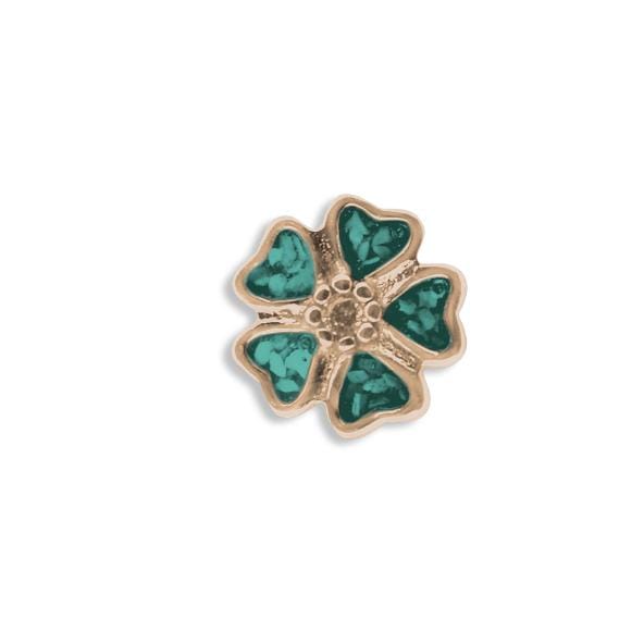 EverWith Large 5 Petal flower Memorial Ashes Element for Glass Locket 9k Rose Gold Aqua