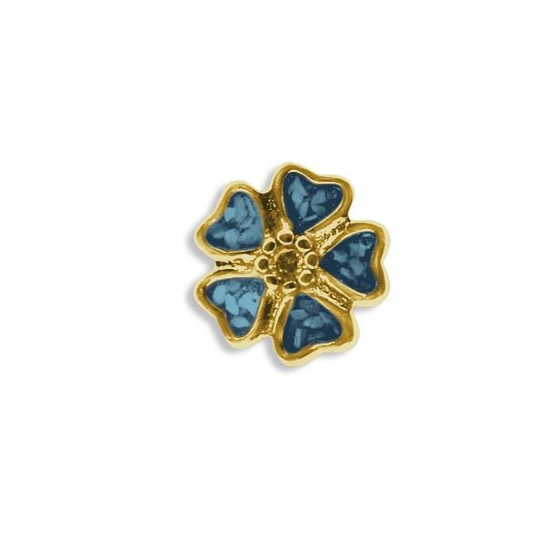 EverWith Large 5 Petal flower Memorial Ashes Element for Glass Locket 9k Yellow Gold Blue