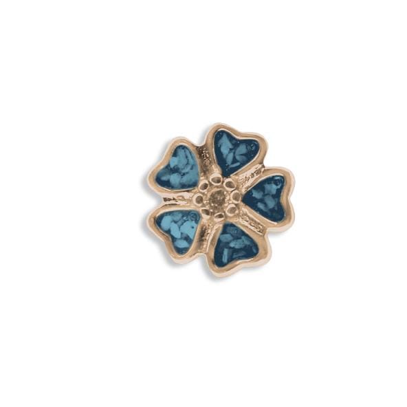EverWith Large 5 Petal flower Memorial Ashes Element for Glass Locket 9k Rose Gold Blue