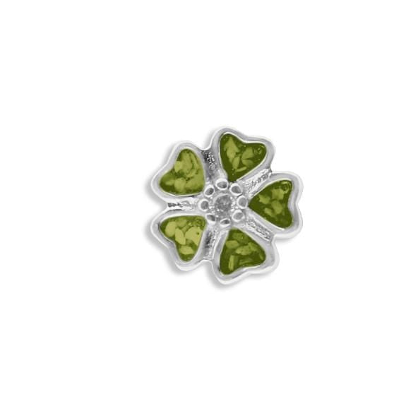 EverWith Large 5 Petal flower Memorial Ashes Element for Glass Locket Green