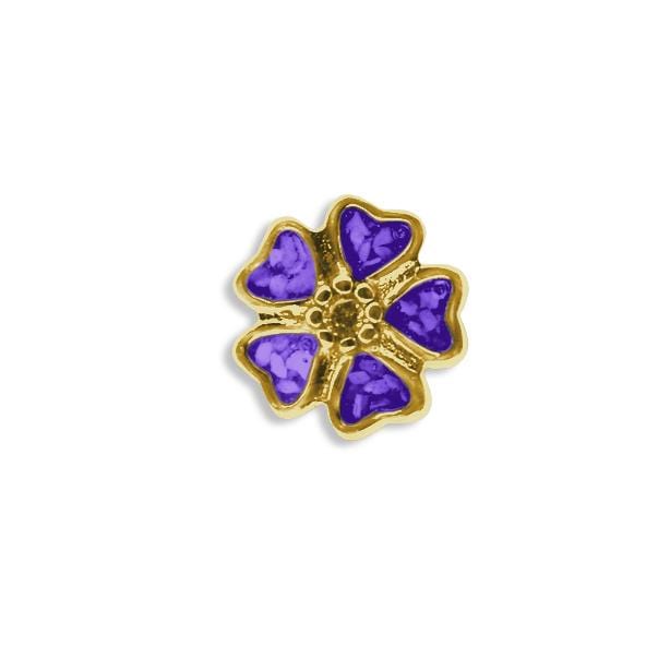 EverWith Large 5 Petal flower Memorial Ashes Element for Glass Locket 9k Yellow Gold Purple
