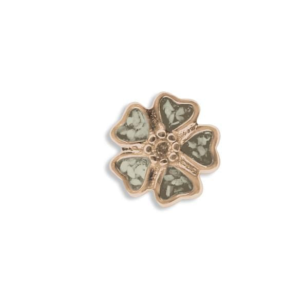 EverWith Large 5 Petal flower Memorial Ashes Element for Glass Locket 9k Rose Gold Transparent