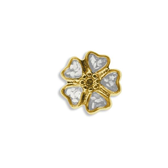EverWith Large 5 Petal flower Memorial Ashes Element for Glass Locket 9k Yellow Gold White