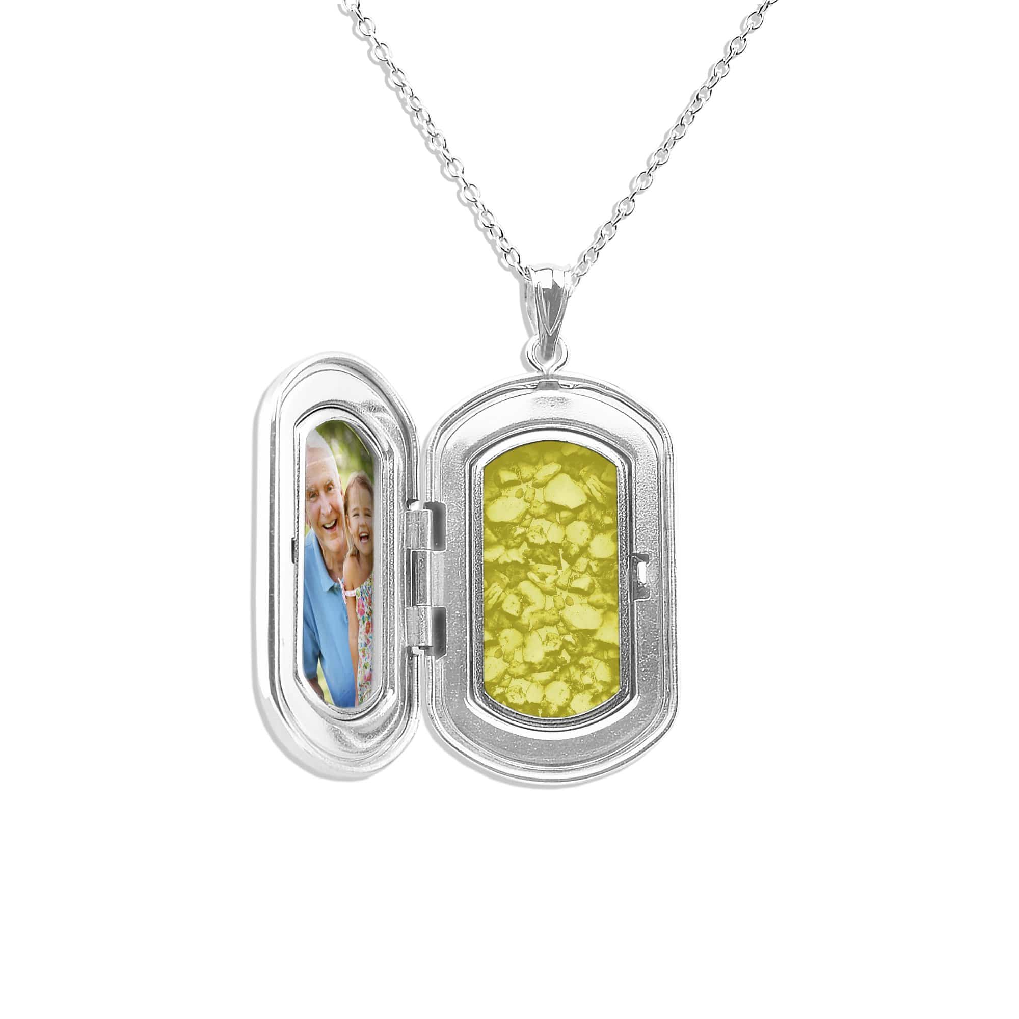 EverWith Large Rounded Rectangle Shaped Sterling Silver Memorial Ashes Locket Yellow