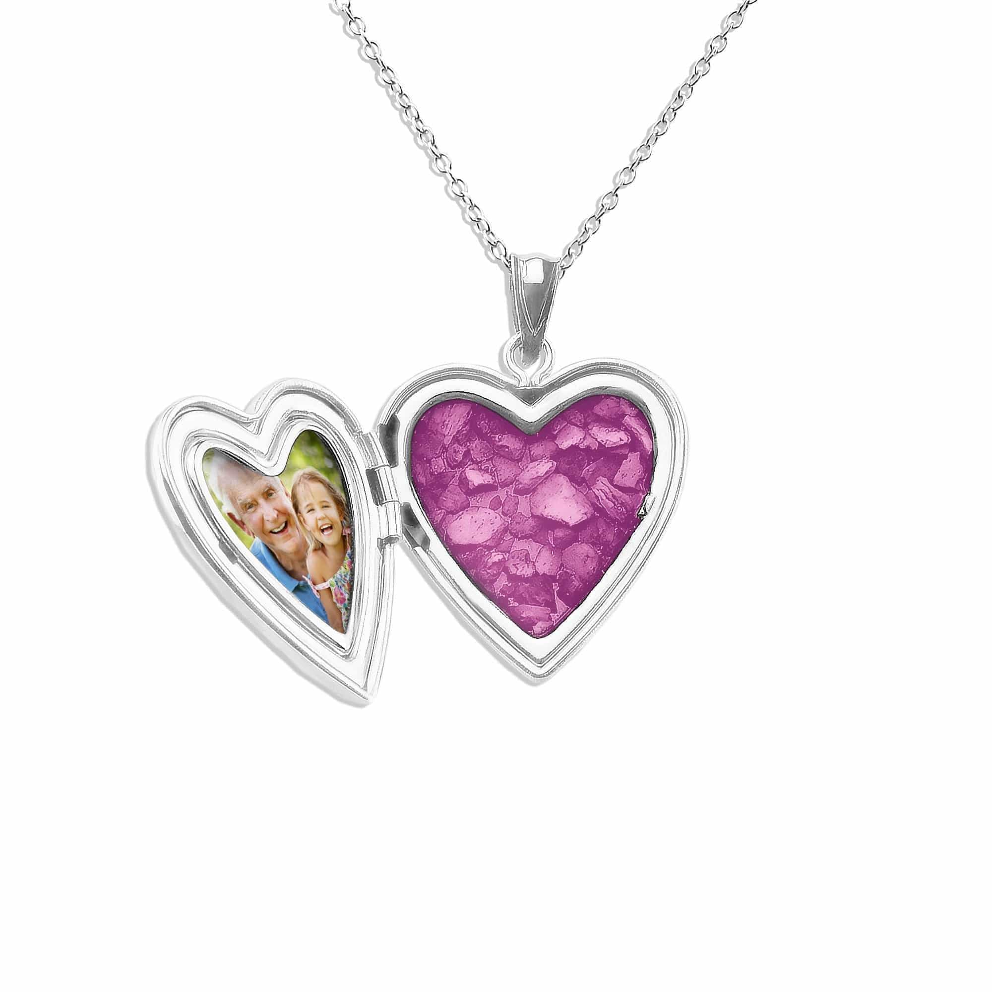 EverWith Small Heart Shaped Sterling Silver Memorial Ashes Locket Pink