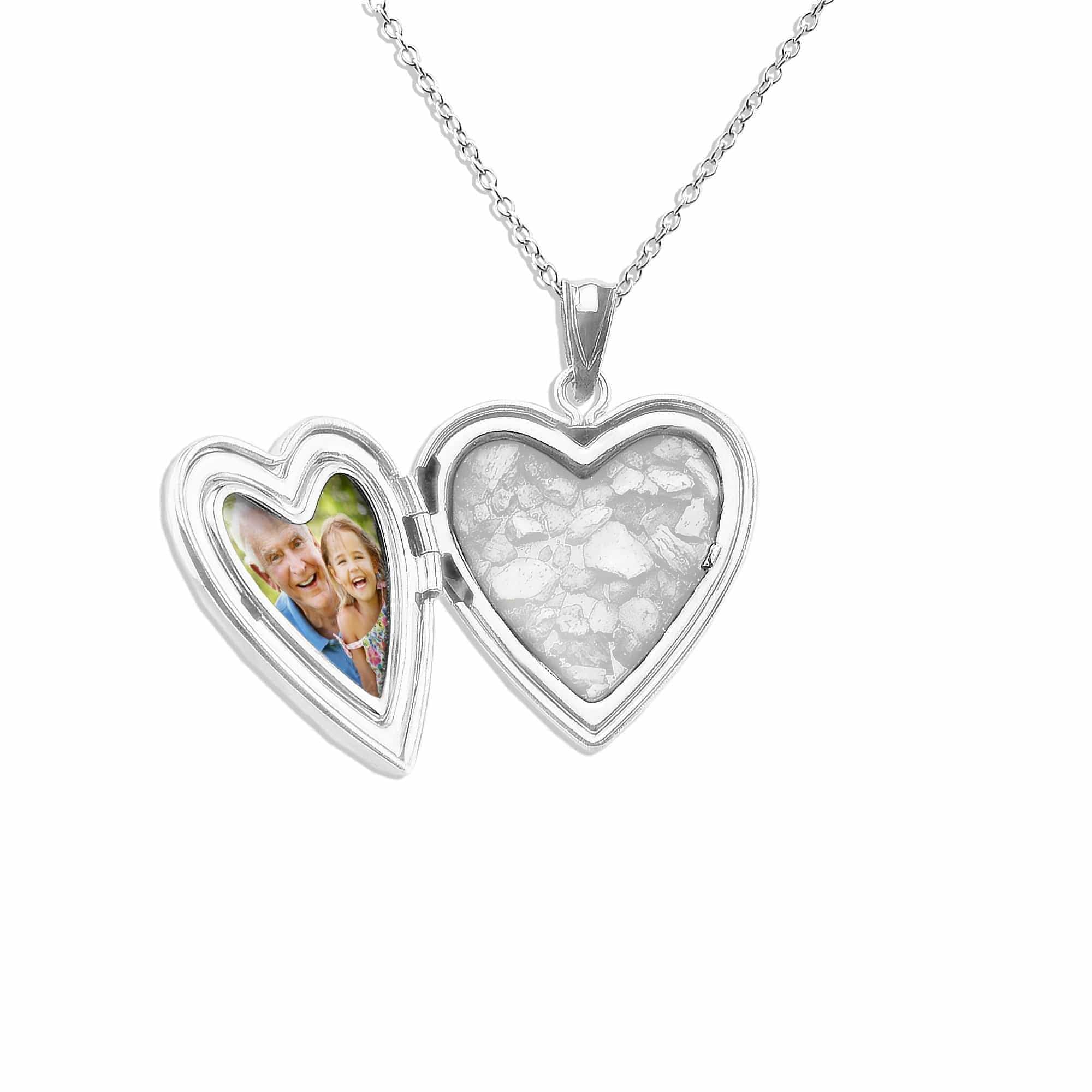 EverWith Small Heart Shaped Sterling Silver Memorial Ashes Locket White