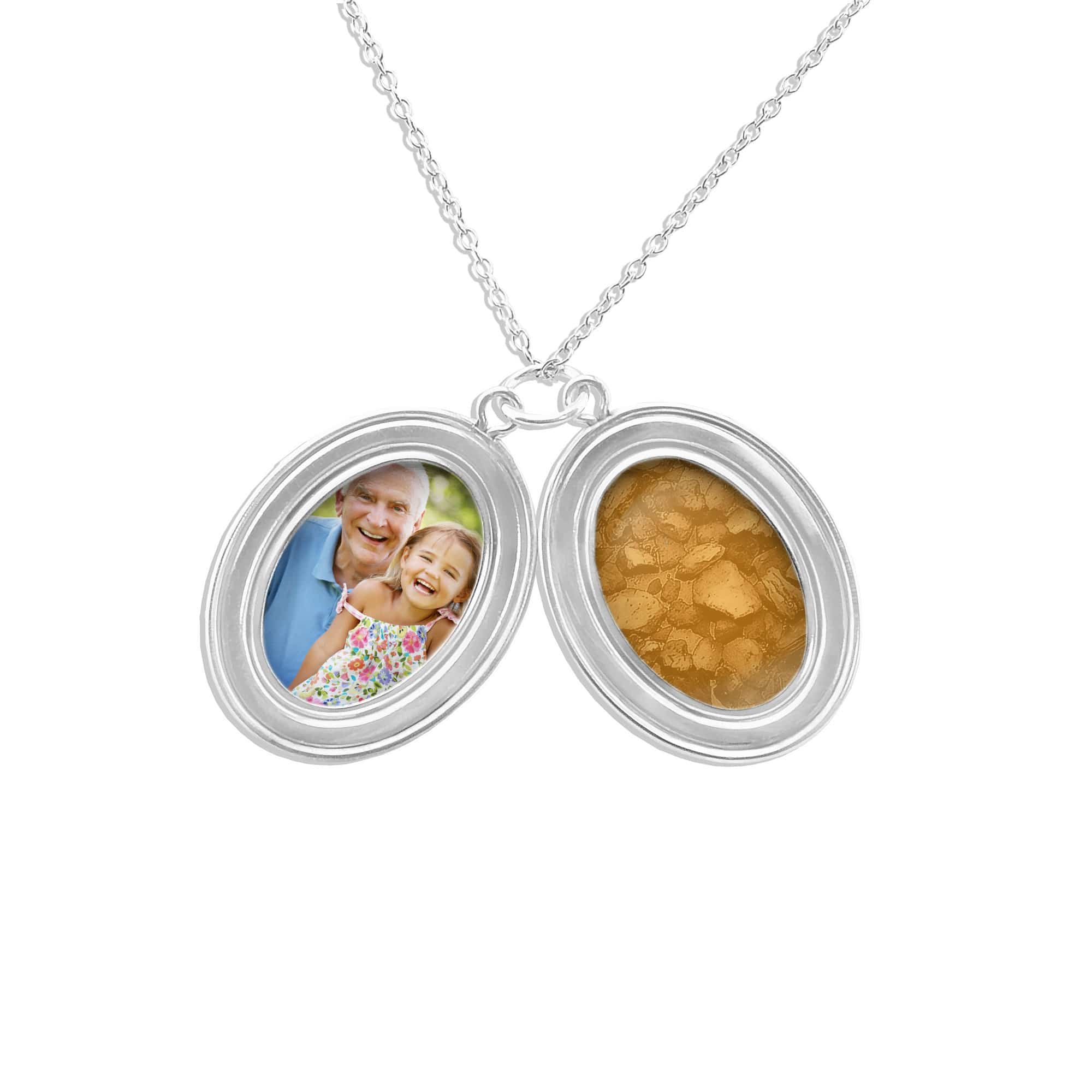 EverWith Shining Star Oval Shaped Sterling Silver Memorial Ashes Locket Orange