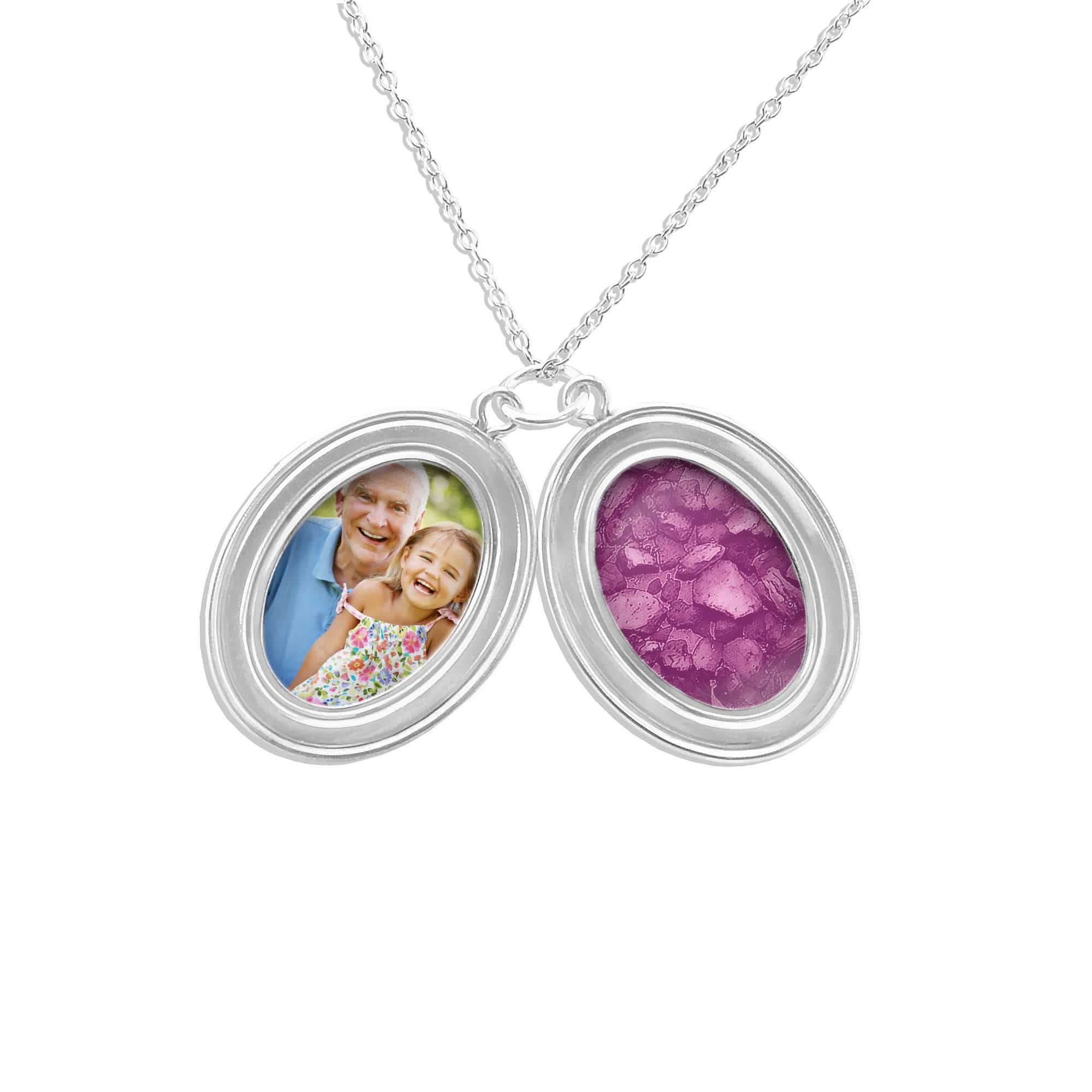 EverWith Shining Star Oval Shaped Sterling Silver Memorial Ashes Locket Pink