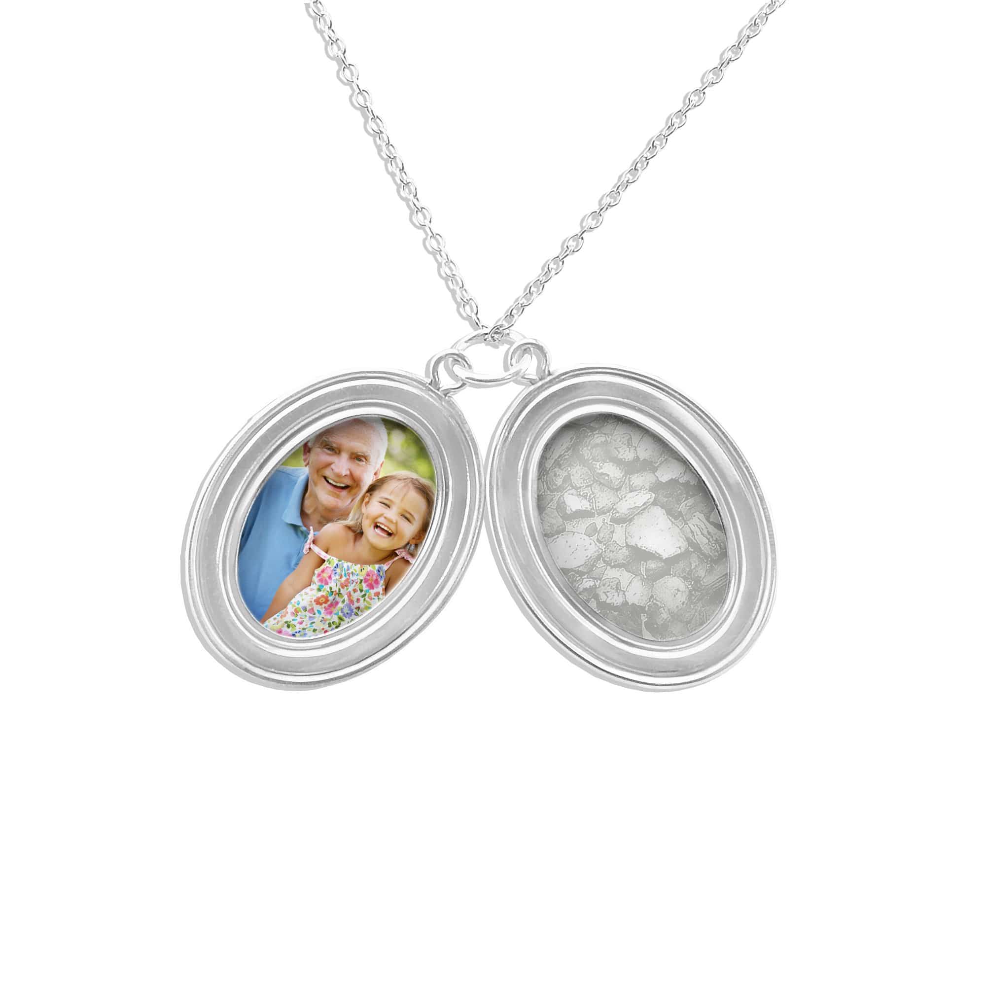 EverWith Shining Star Oval Shaped Sterling Silver Memorial Ashes Locket White