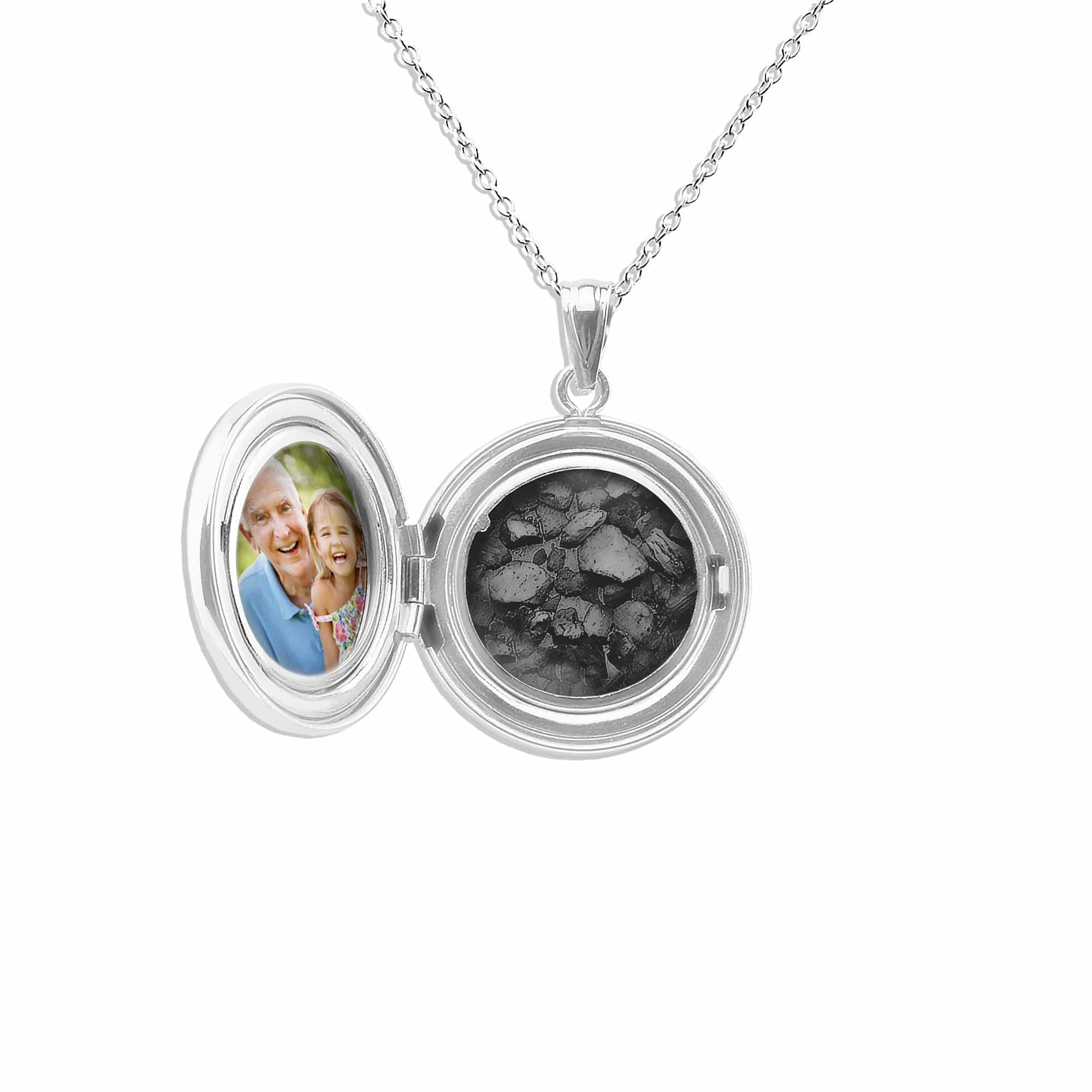 EverWith Circular Shaped Sterling Silver Memorial Ashes Locket Black