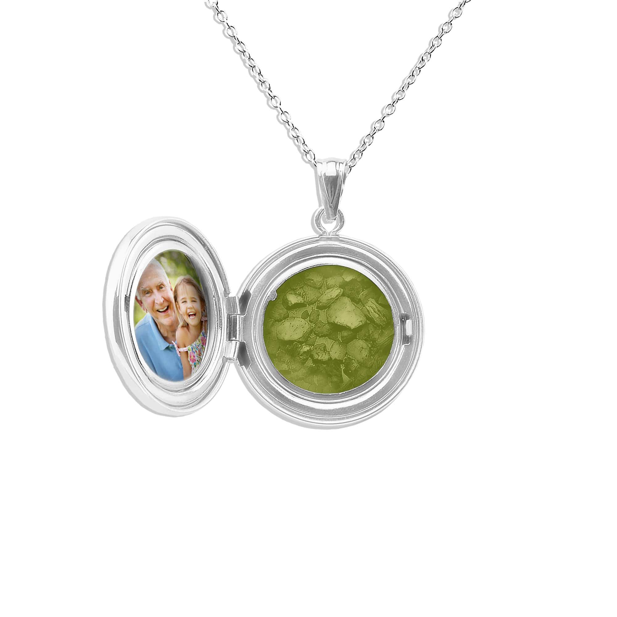 EverWith Circular Shaped Sterling Silver Memorial Ashes Locket Green