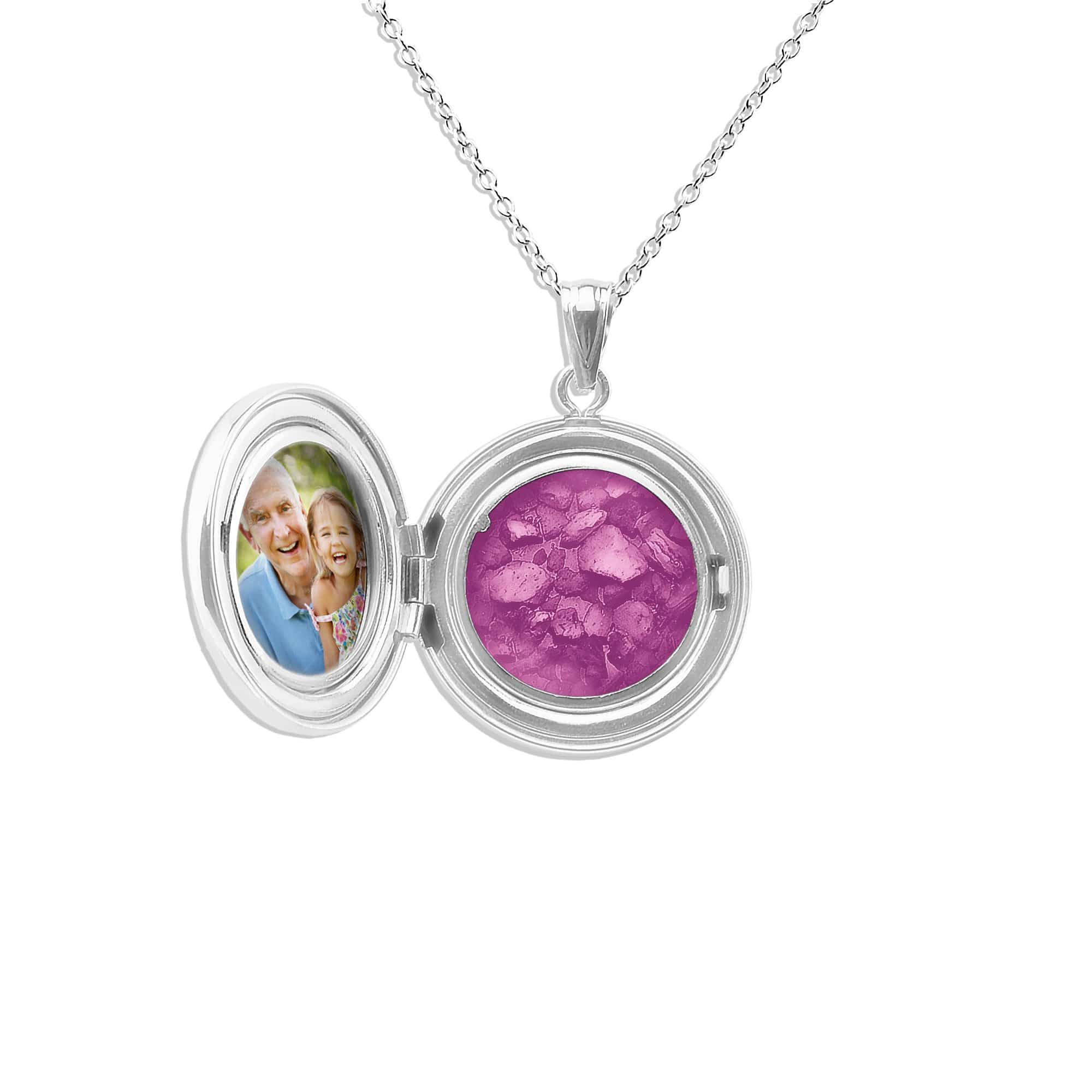 EverWith Circular Shaped Sterling Silver Memorial Ashes Locket Pink