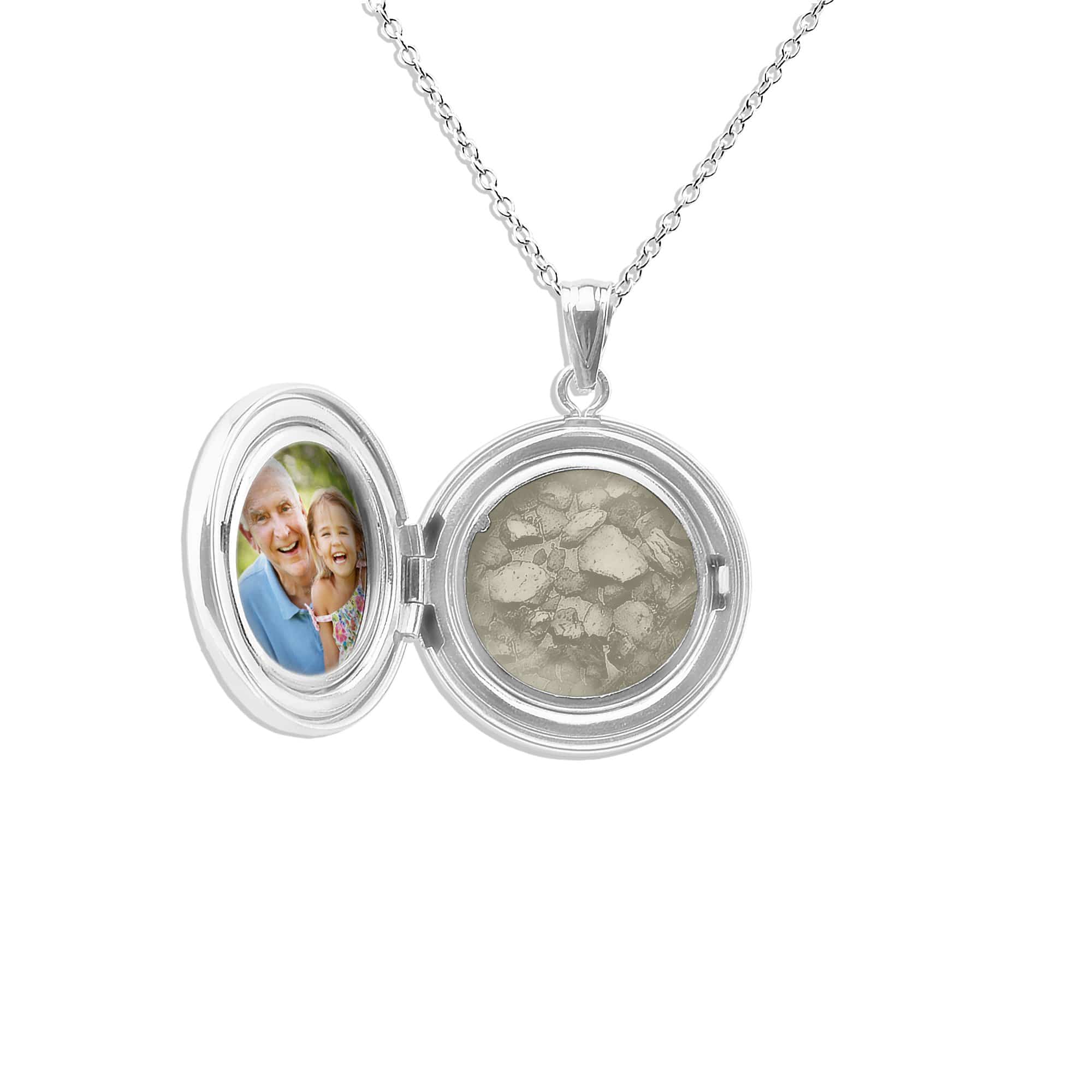EverWith Circular Shaped Sterling Silver Memorial Ashes Locket Transparent