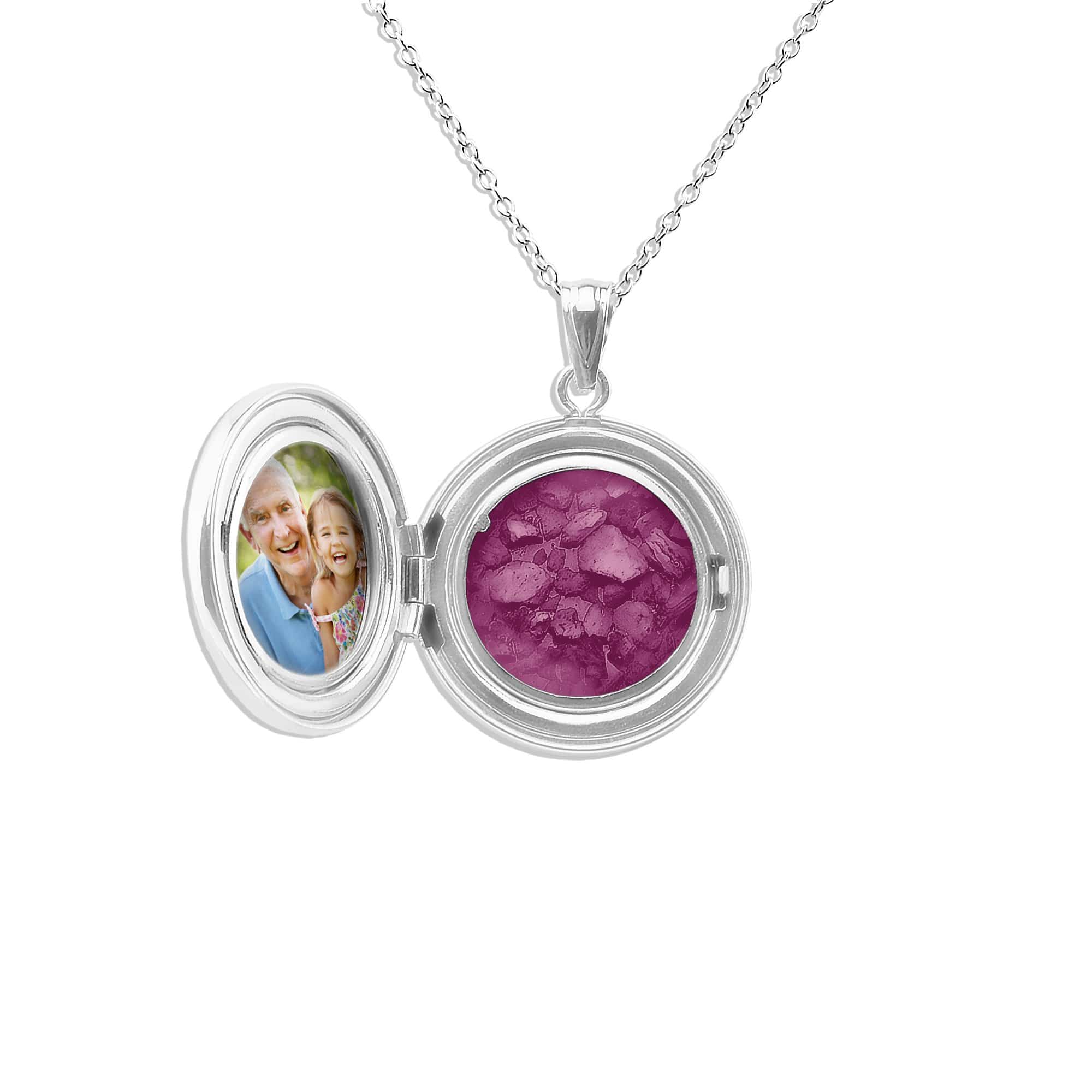 EverWith Circular Shaped Sterling Silver Memorial Ashes Locket Violet