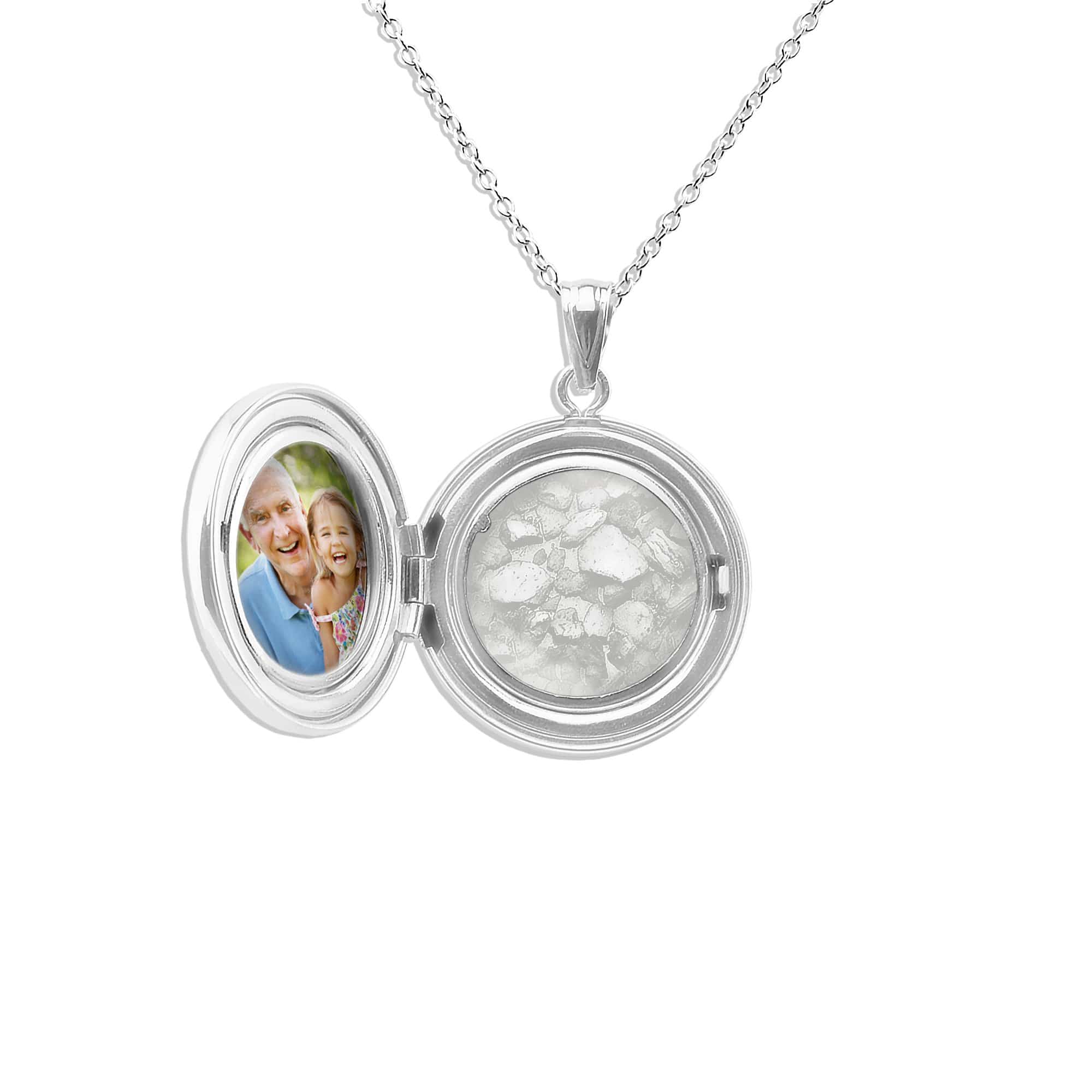 EverWith Circular Shaped Sterling Silver Memorial Ashes Locket White