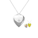 EverWith Shining Star Heart Shaped Sterling Silver Memorial Ashes Locket (New Style)