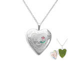 EverWith Pink Rose Heart Shaped Sterling Silver Memorial Ashes Locket (New Style)