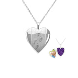 EverWith Footsteps Heart Shaped Sterling Silver Memorial Ashes Locket (New Style)