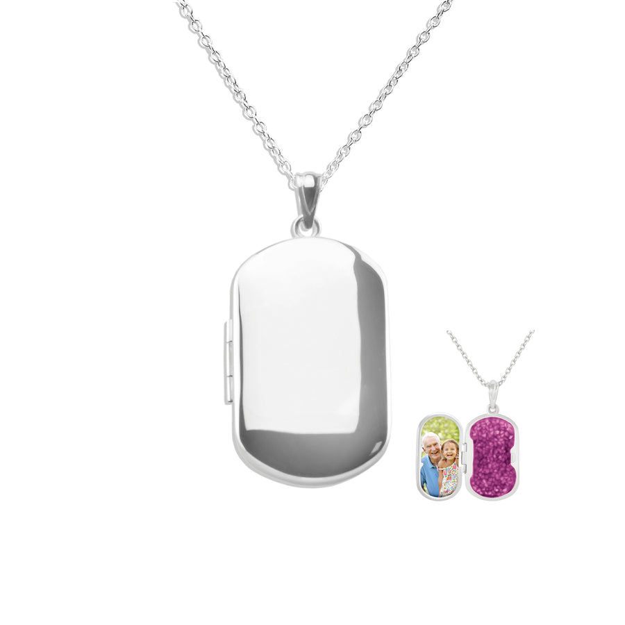 EverWith Large Rounded Rectangle Shaped Sterling Silver Memorial Ashes Locket (New Style)