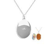 EverWith Shining Star Oval Shaped Sterling Silver Memorial Ashes Locket (New Style)