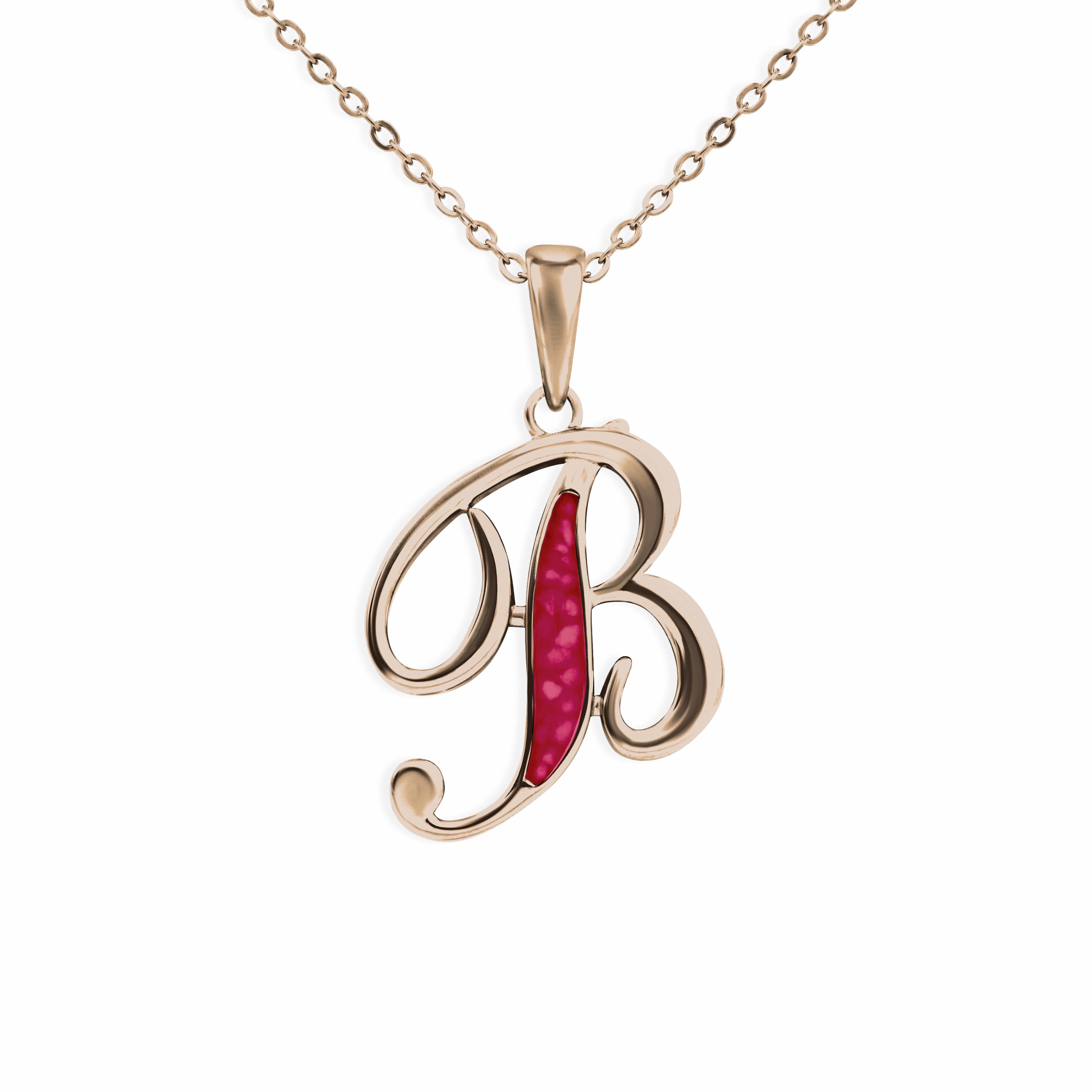 EverWith Alphabet Memorial Ashes Pendant - Letter B 9k Rose Gold Red