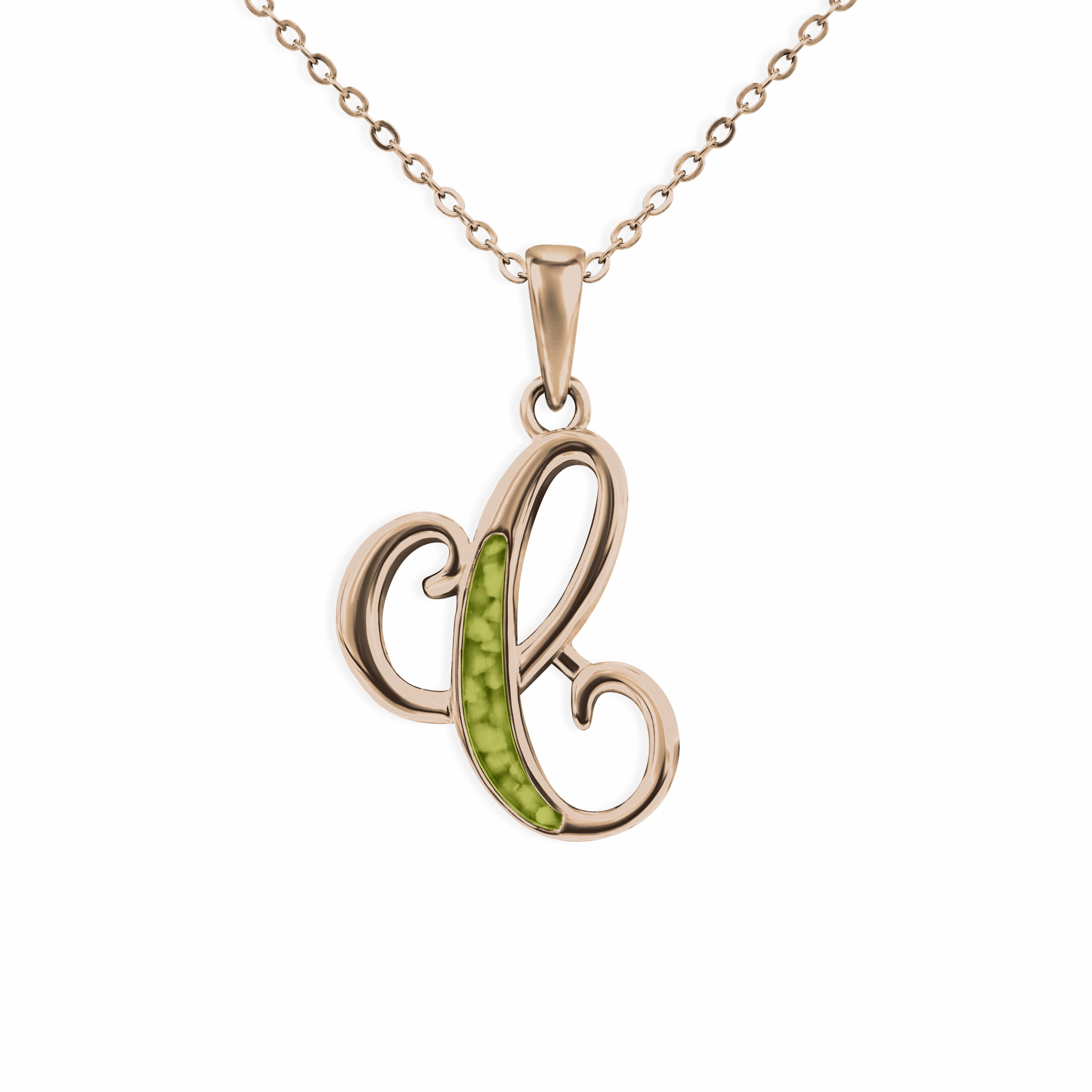 EverWith Alphabet Memorial Ashes Pendant - Letter C 9k Rose Gold Green
