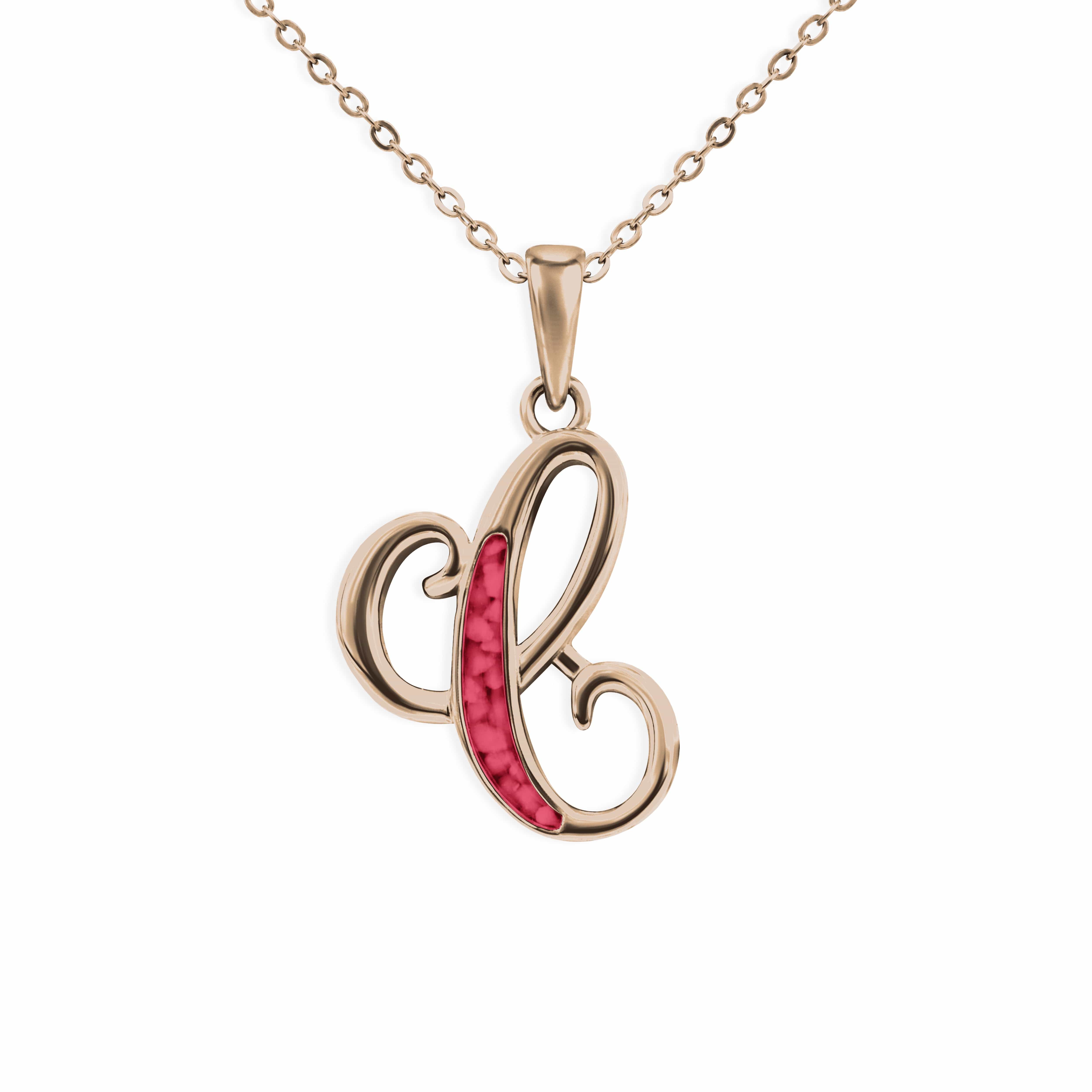 EverWith Alphabet Memorial Ashes Pendant - Letter C 9k Rose Gold Red
