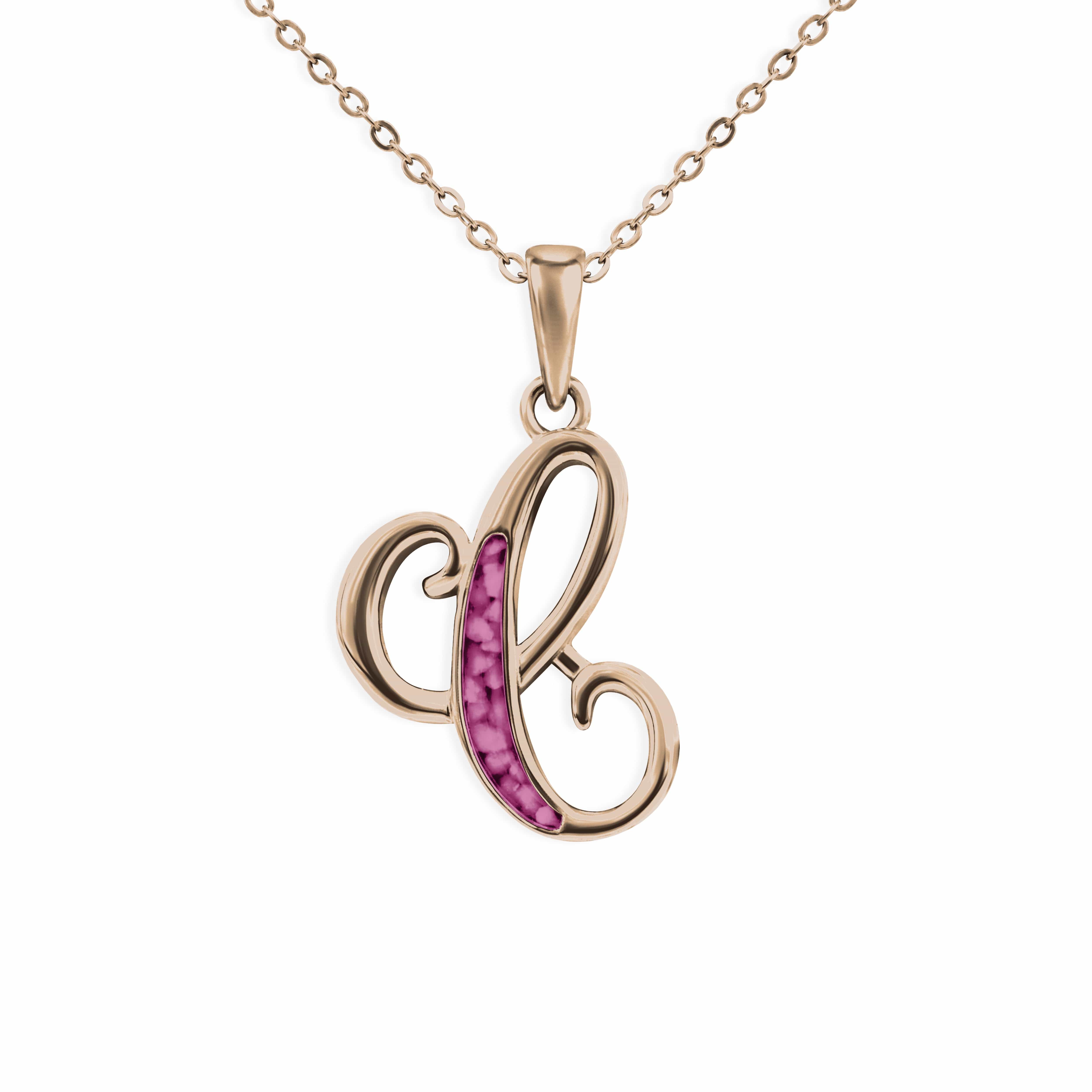 EverWith Alphabet Memorial Ashes Pendant - Letter C 9k Rose Gold Violet