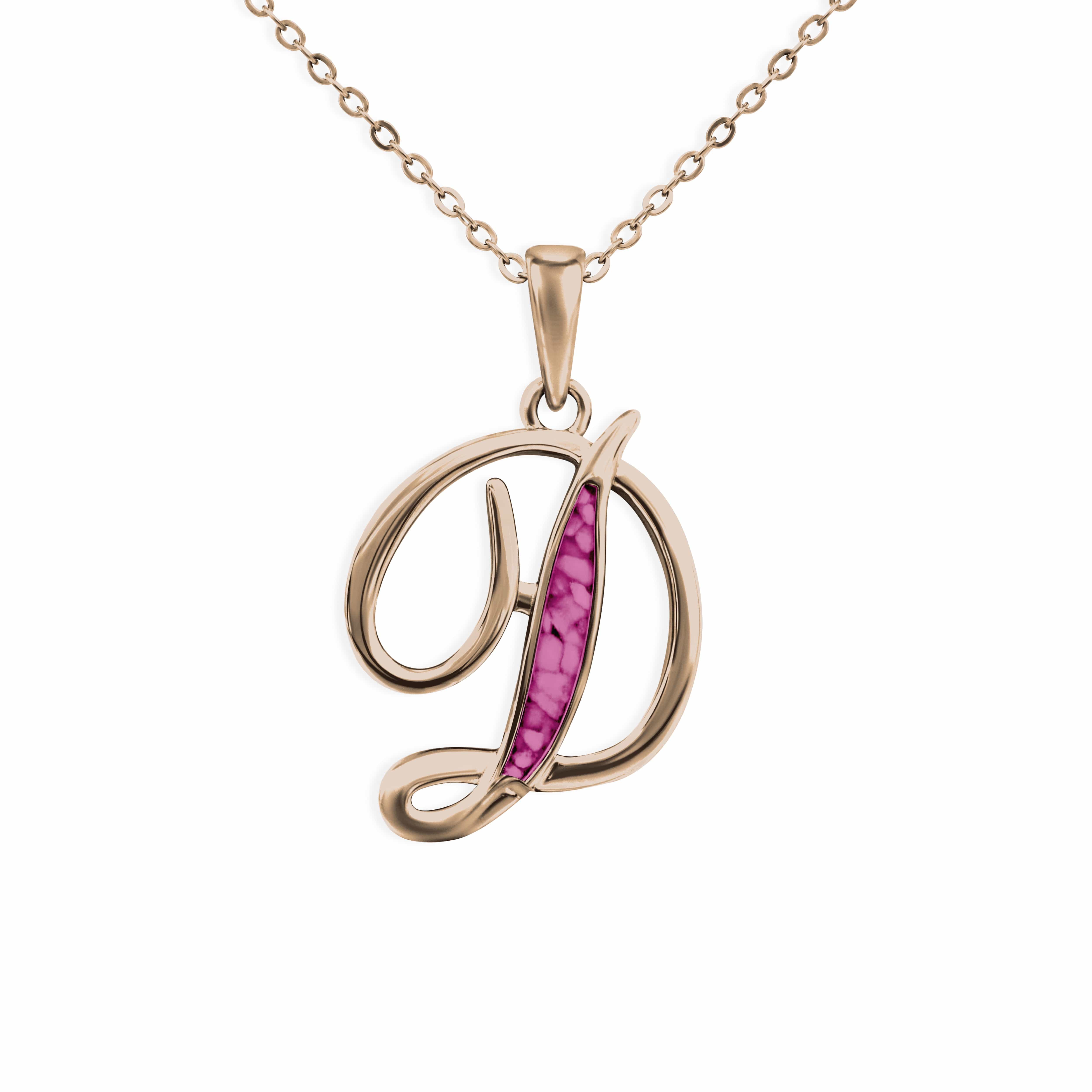 EverWith Alphabet Memorial Ashes Pendant - Letter D 9k Rose Gold Violet
