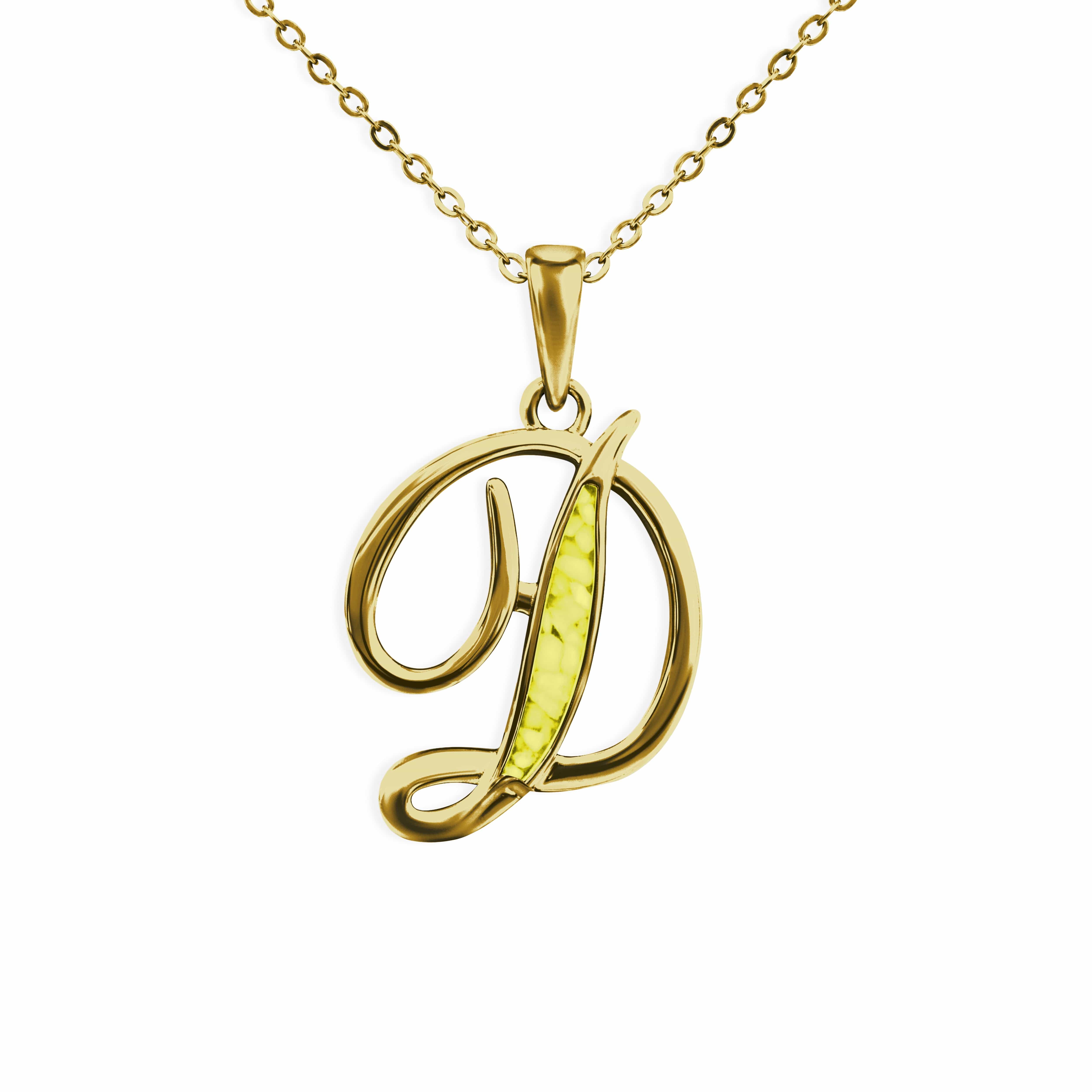 EverWith Alphabet Memorial Ashes Pendant - Letter D 9k Yellow Gold Yellow