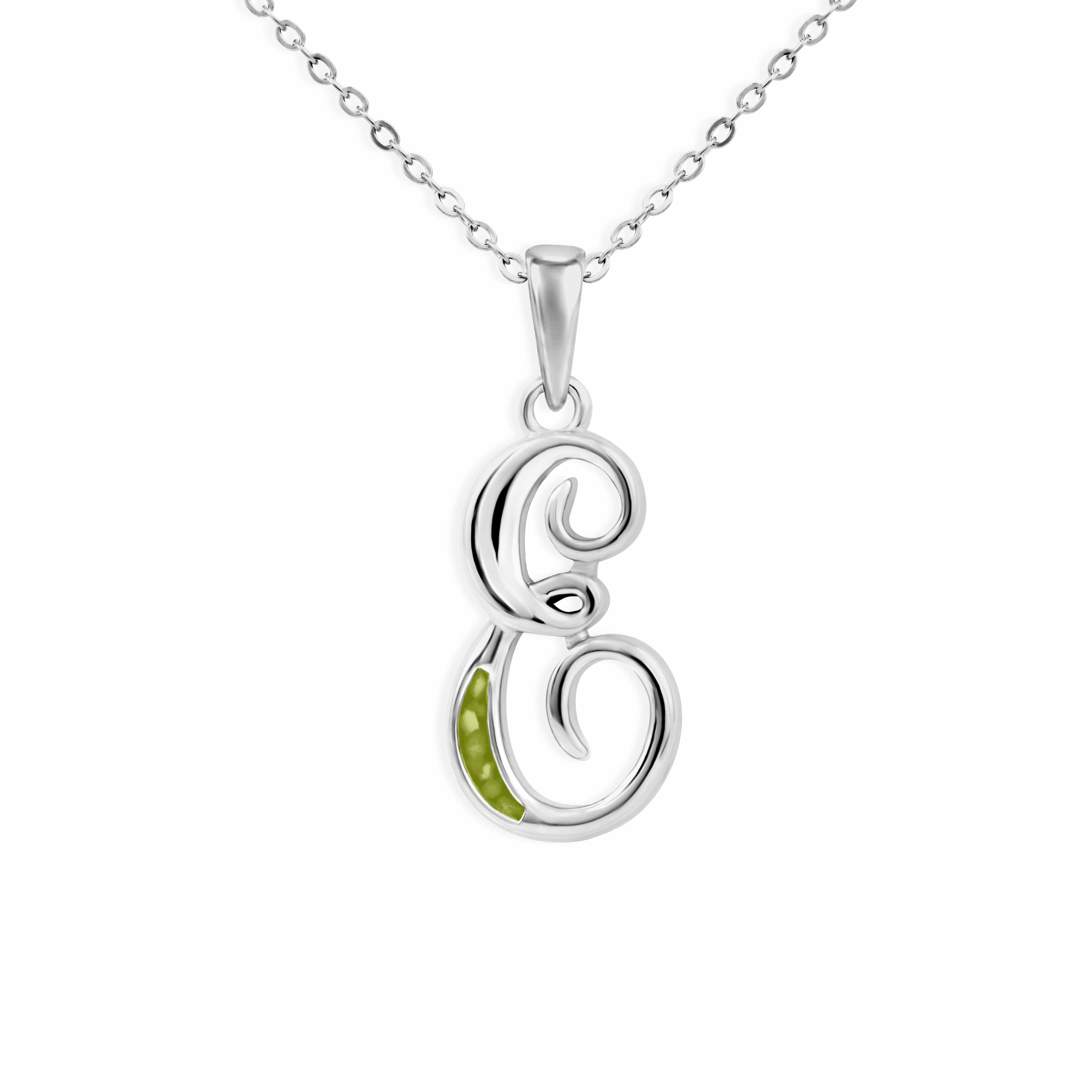 EverWith Alphabet Memorial Ashes Pendant - Letter E Green