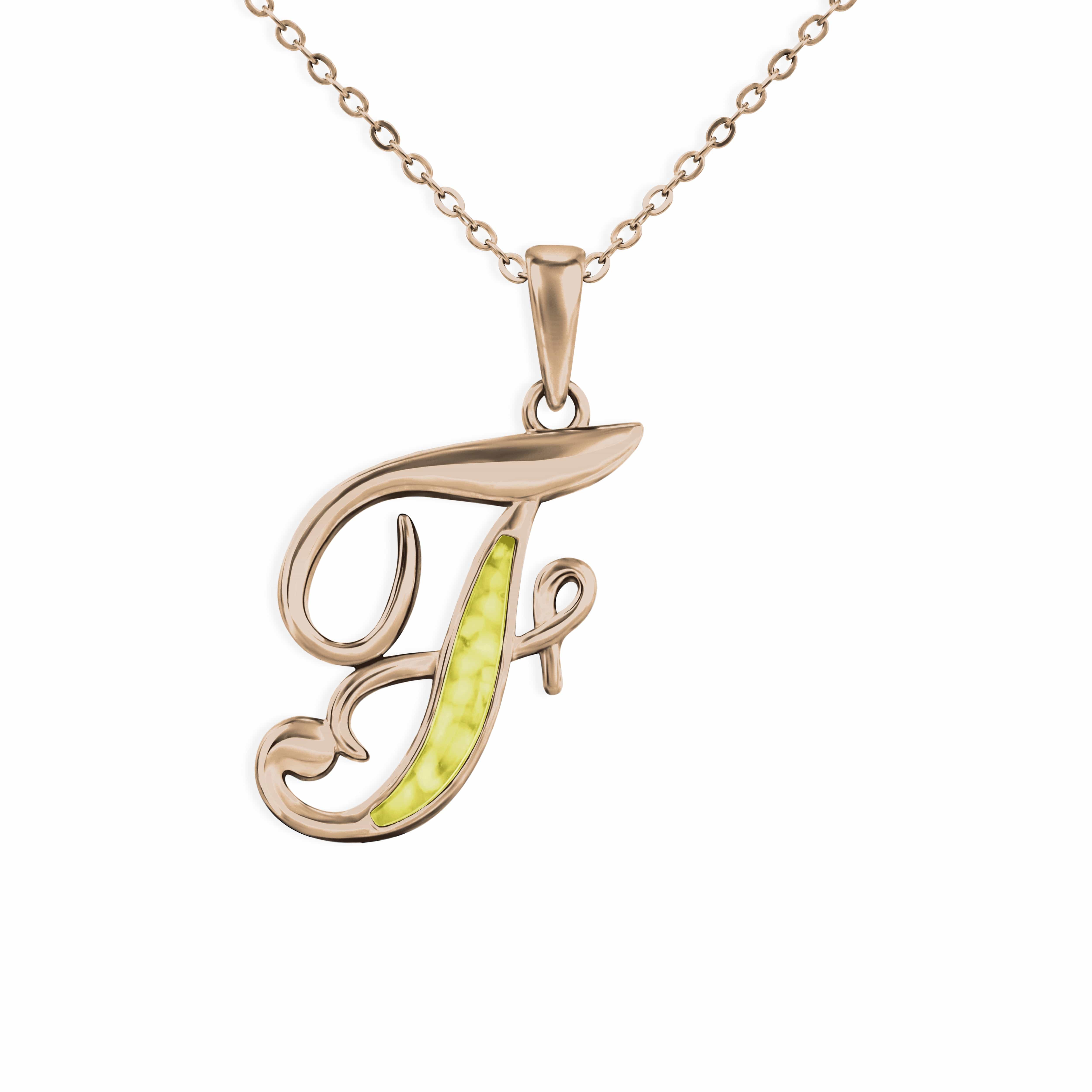 EverWith Alphabet Memorial Ashes Pendant - Letter F 9k Rose Gold Yellow