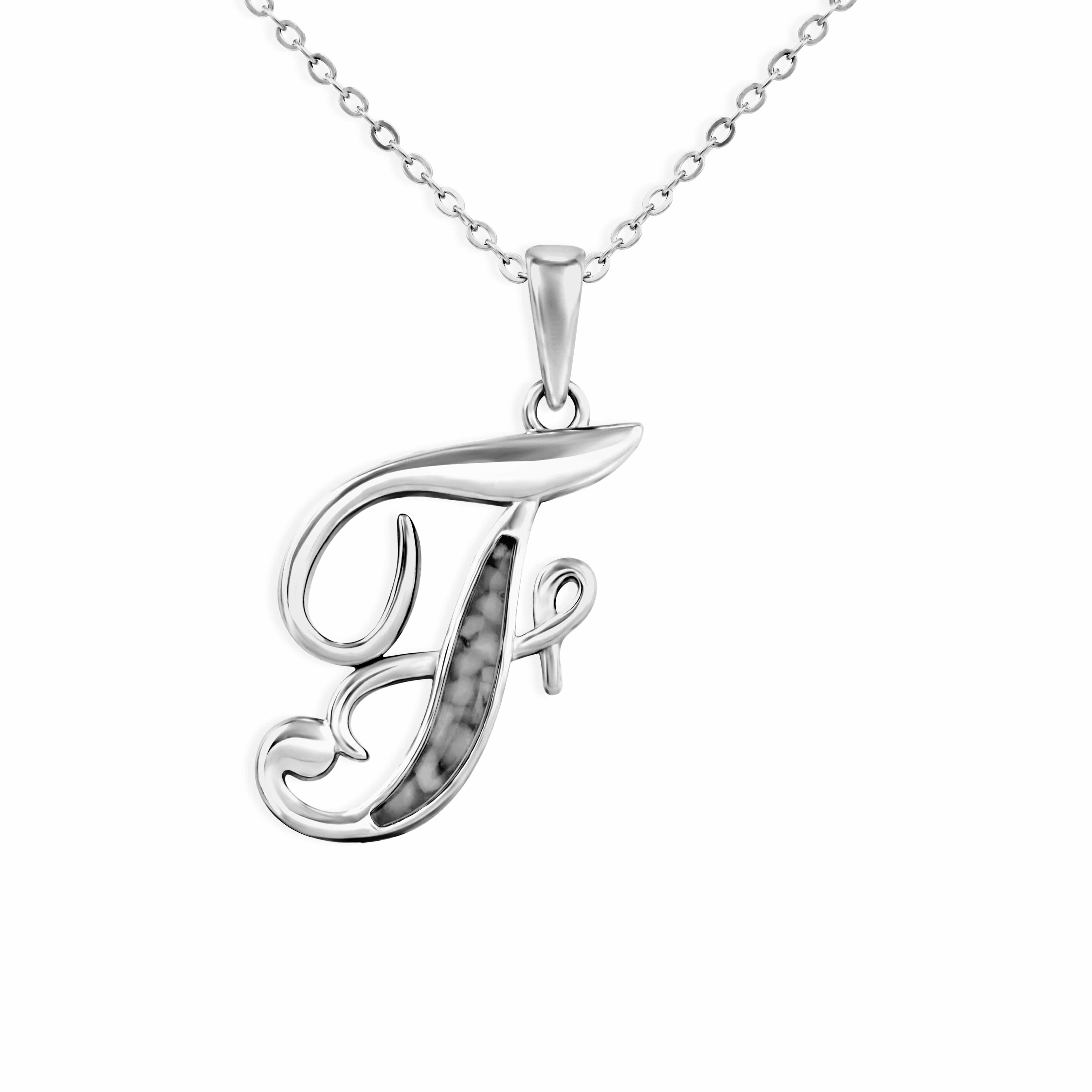 EverWith Alphabet Memorial Ashes Pendant - Letter F Black