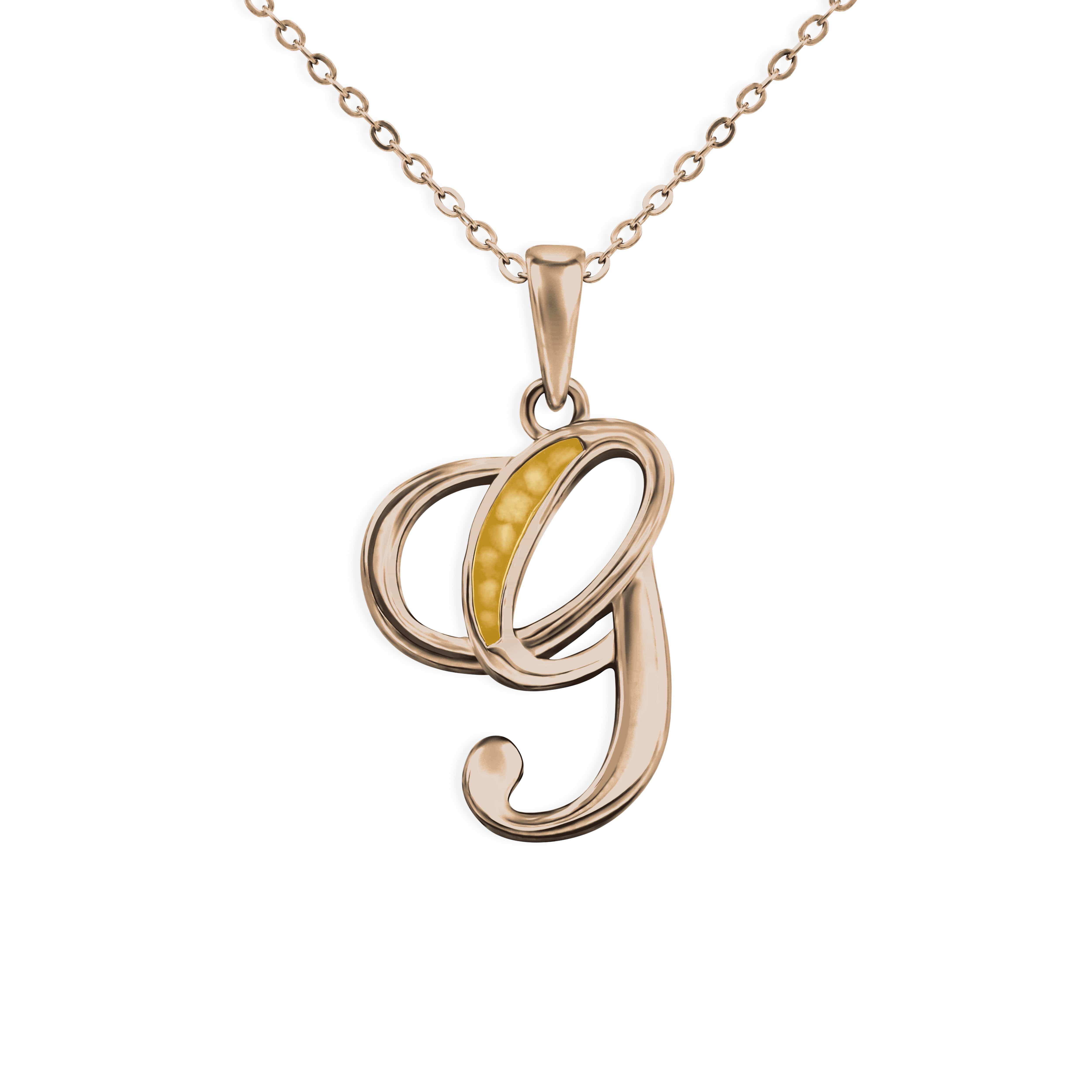 EverWith Alphabet Memorial Ashes Pendant - Letter G 9k Rose Gold Orange