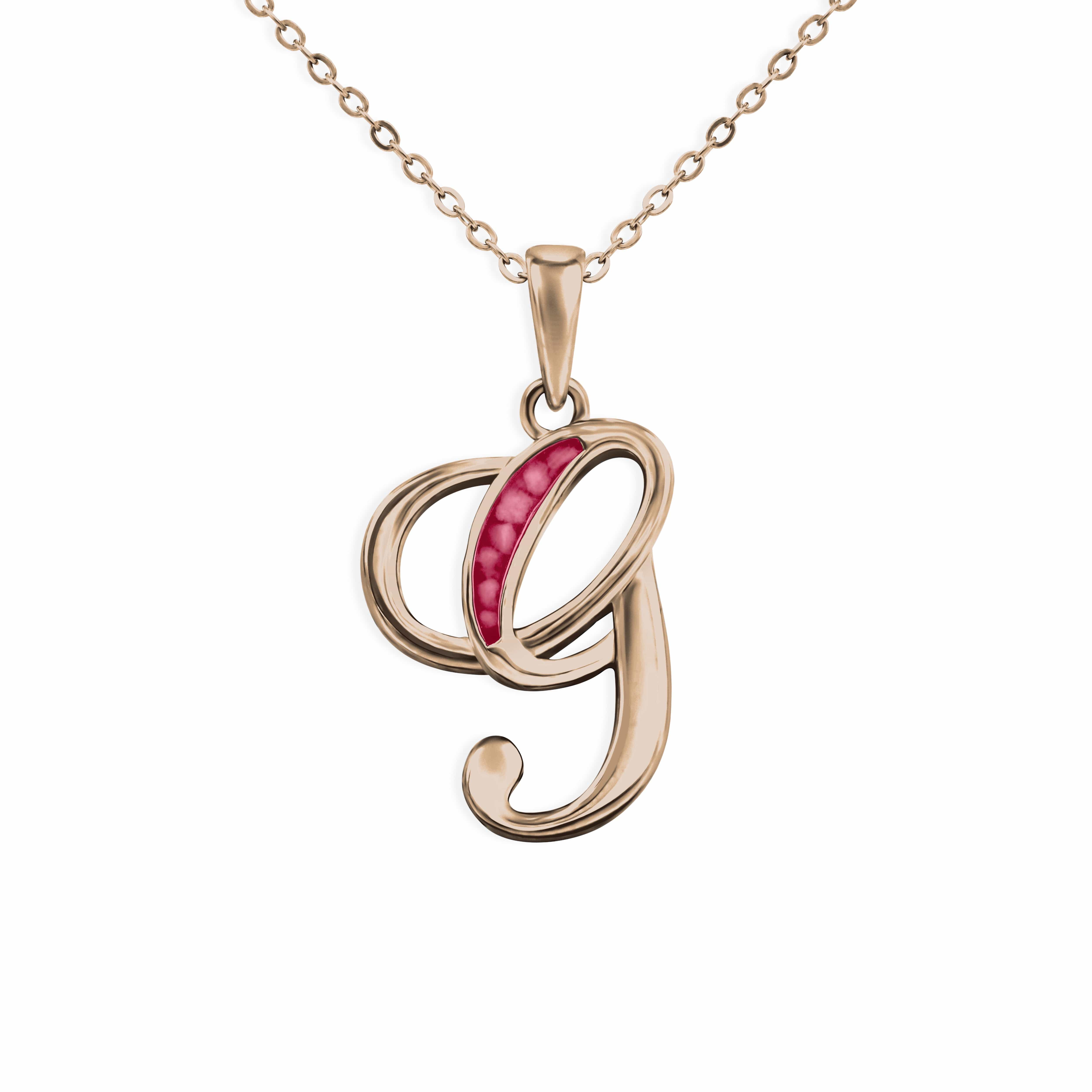 EverWith Alphabet Memorial Ashes Pendant - Letter G 9k Rose Gold Red