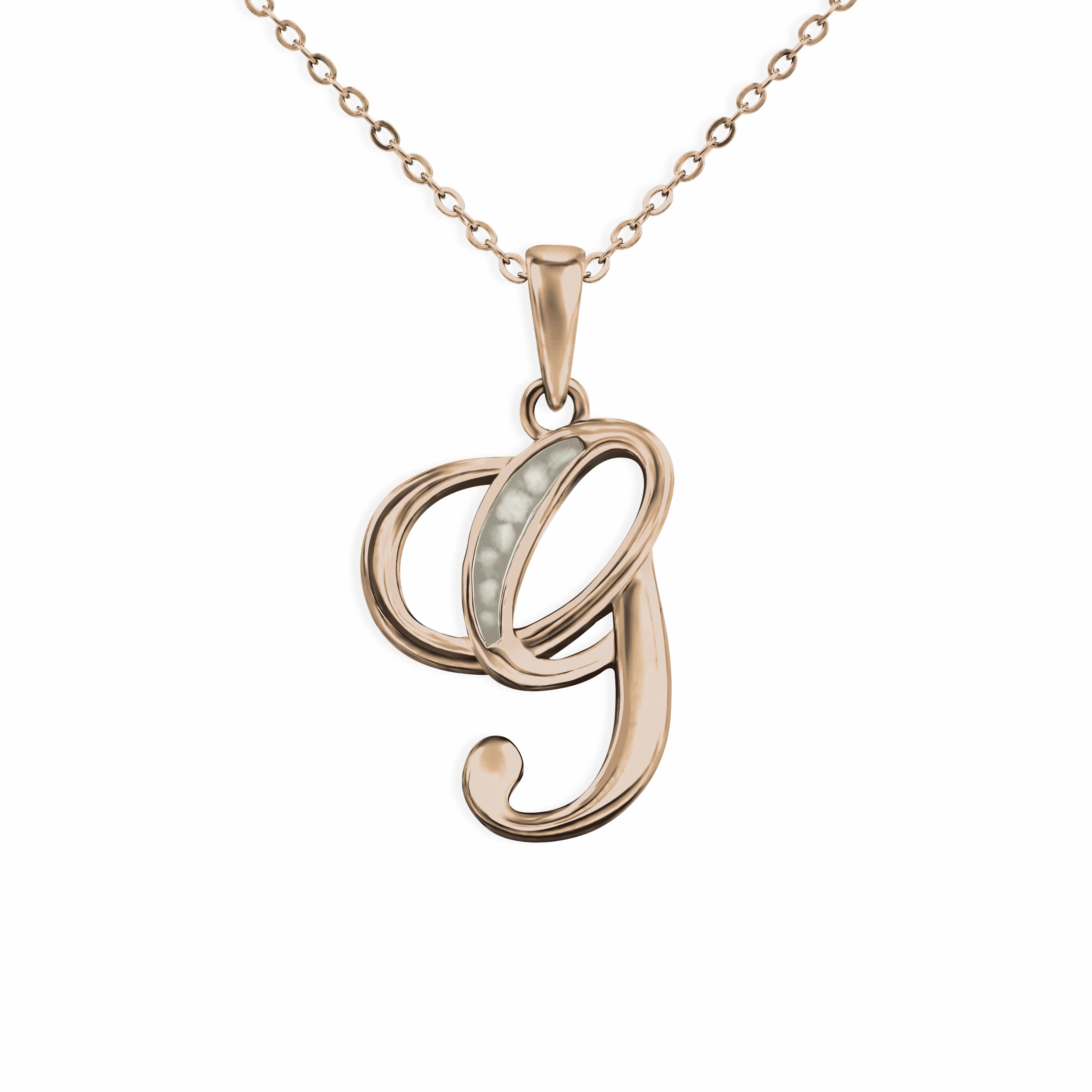 EverWith Alphabet Memorial Ashes Pendant - Letter G 9k Rose Gold Transparent