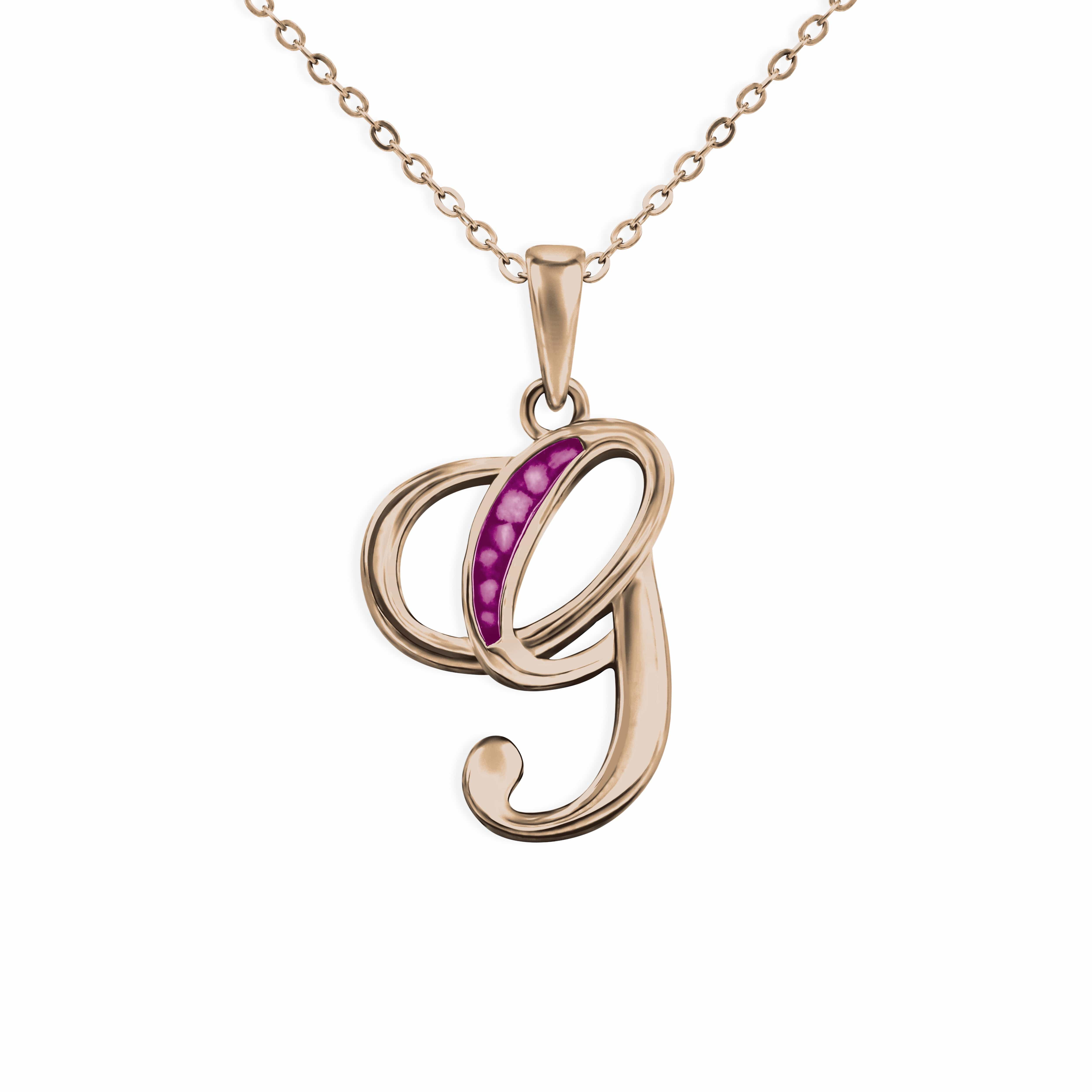 EverWith Alphabet Memorial Ashes Pendant - Letter G 9k Rose Gold Violet