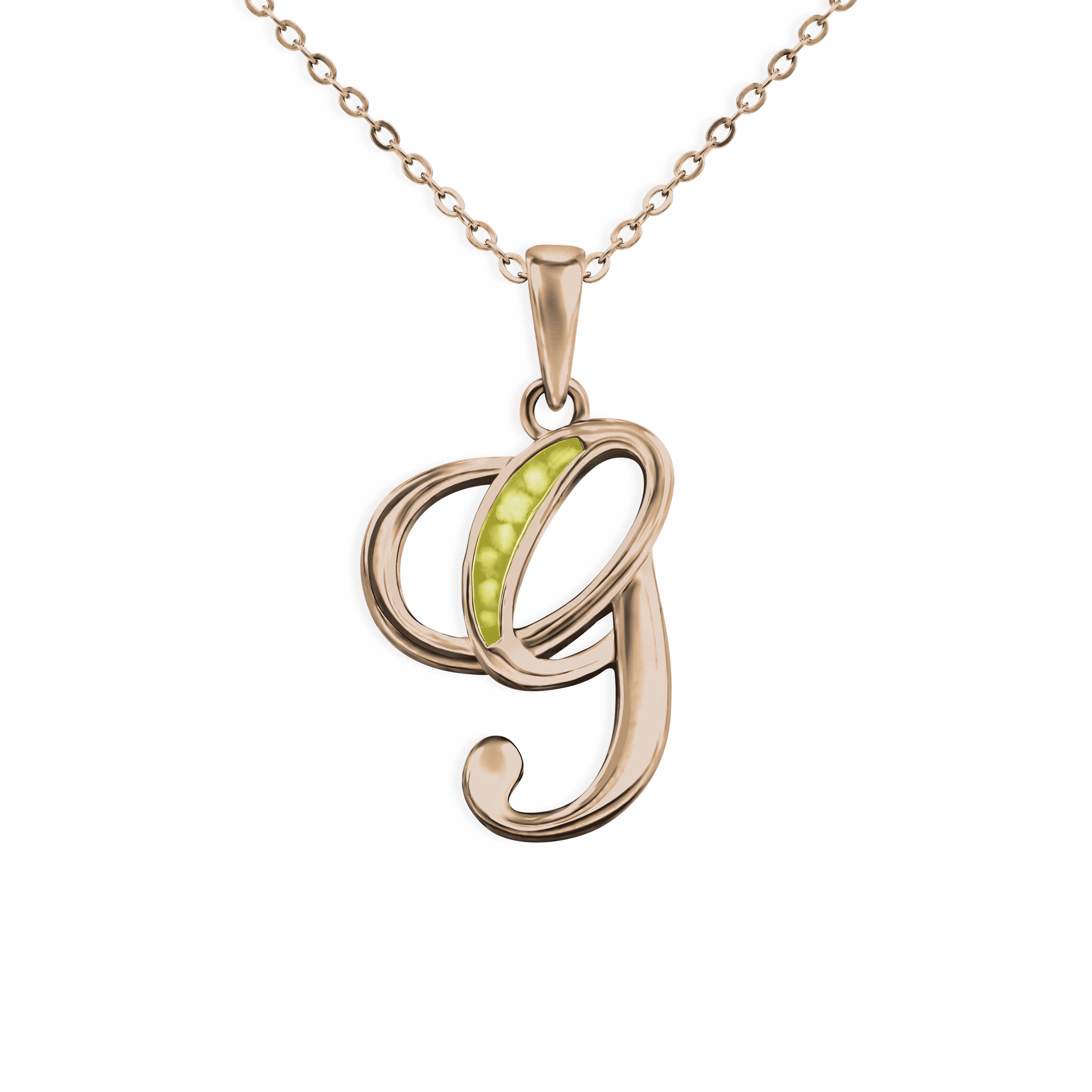 EverWith Alphabet Memorial Ashes Pendant - Letter G 9k Rose Gold Yellow