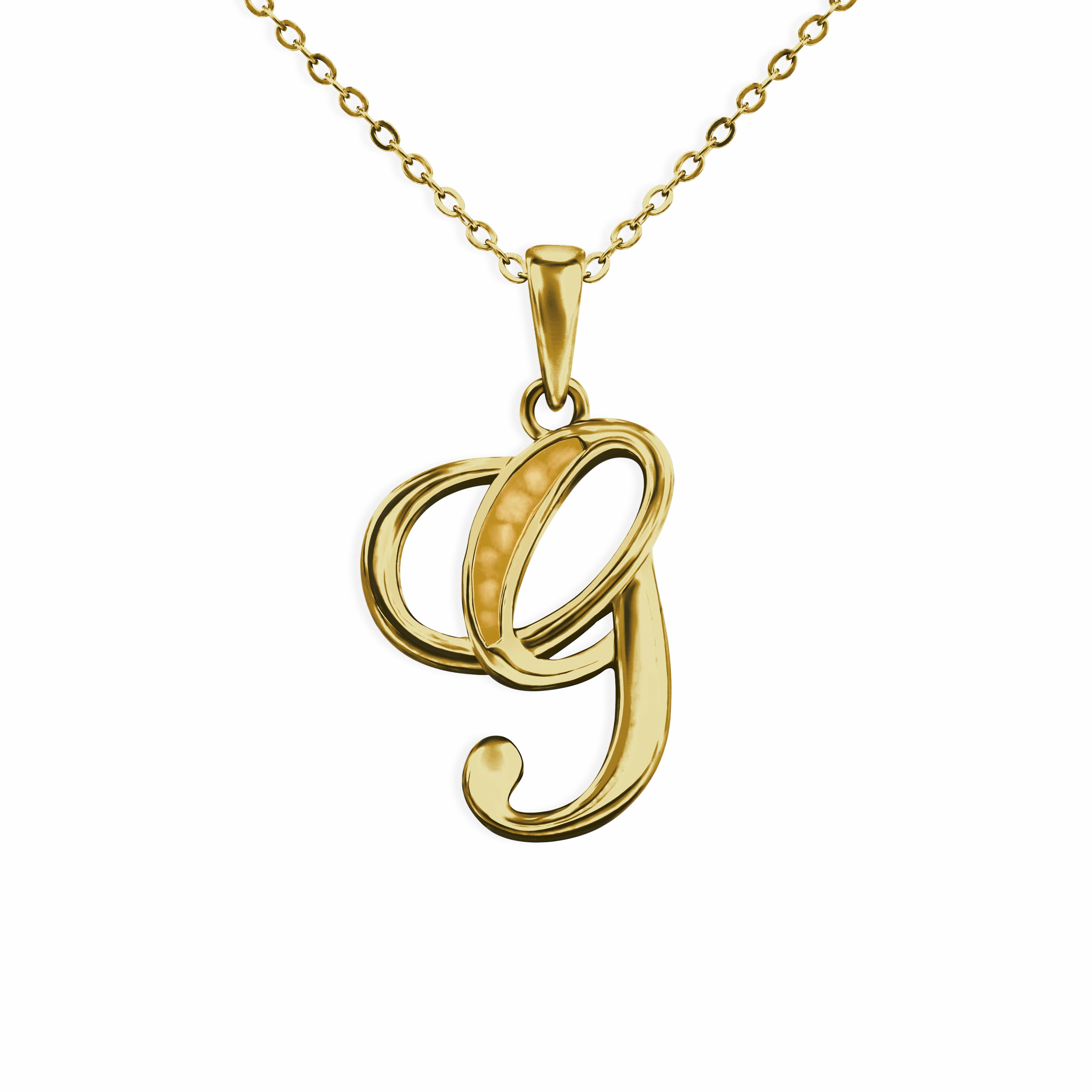 EverWith Alphabet Memorial Ashes Pendant - Letter G 9k Yellow Gold Orange