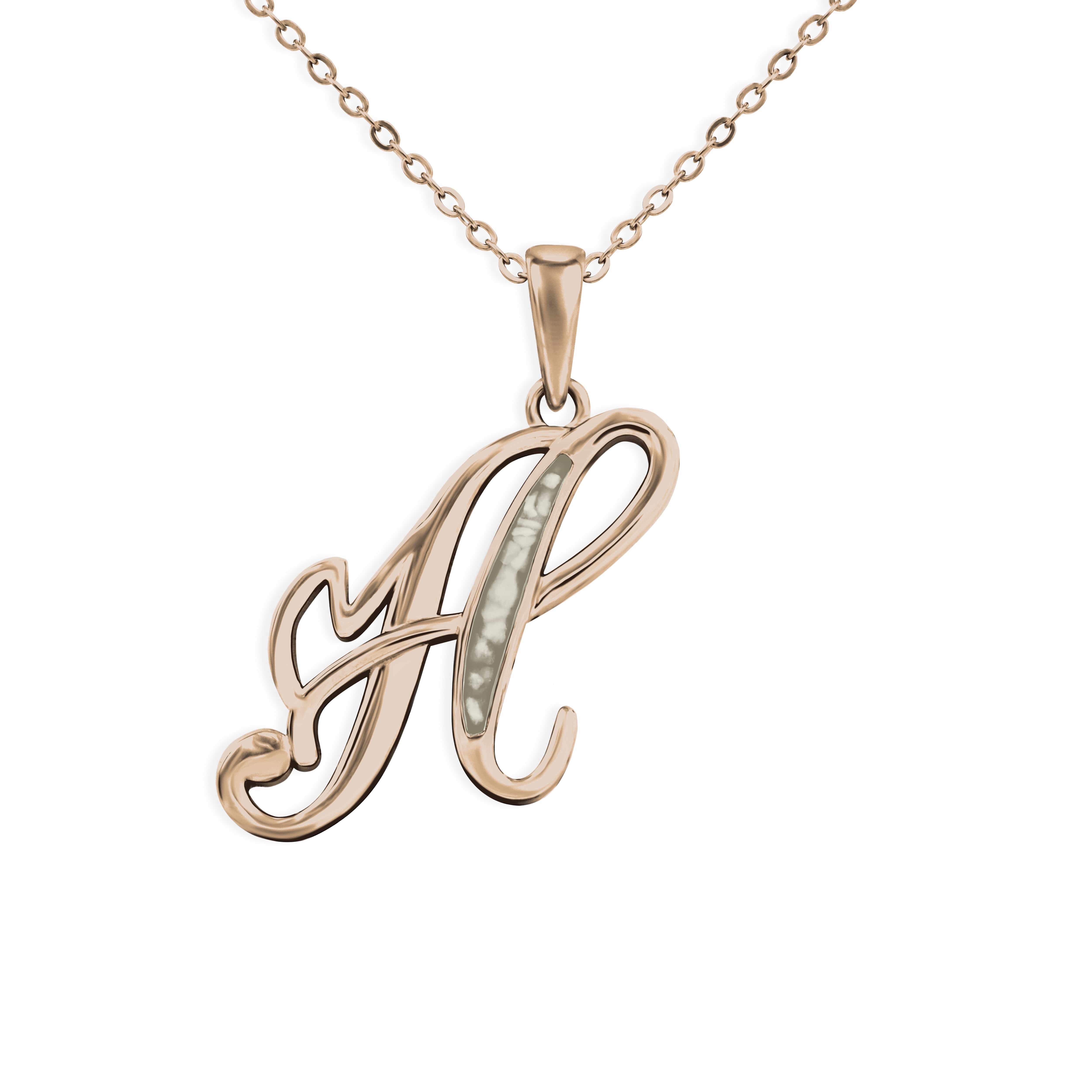 EverWith Alphabet Memorial Ashes Pendant - Letter H 9k Rose Gold Transparent