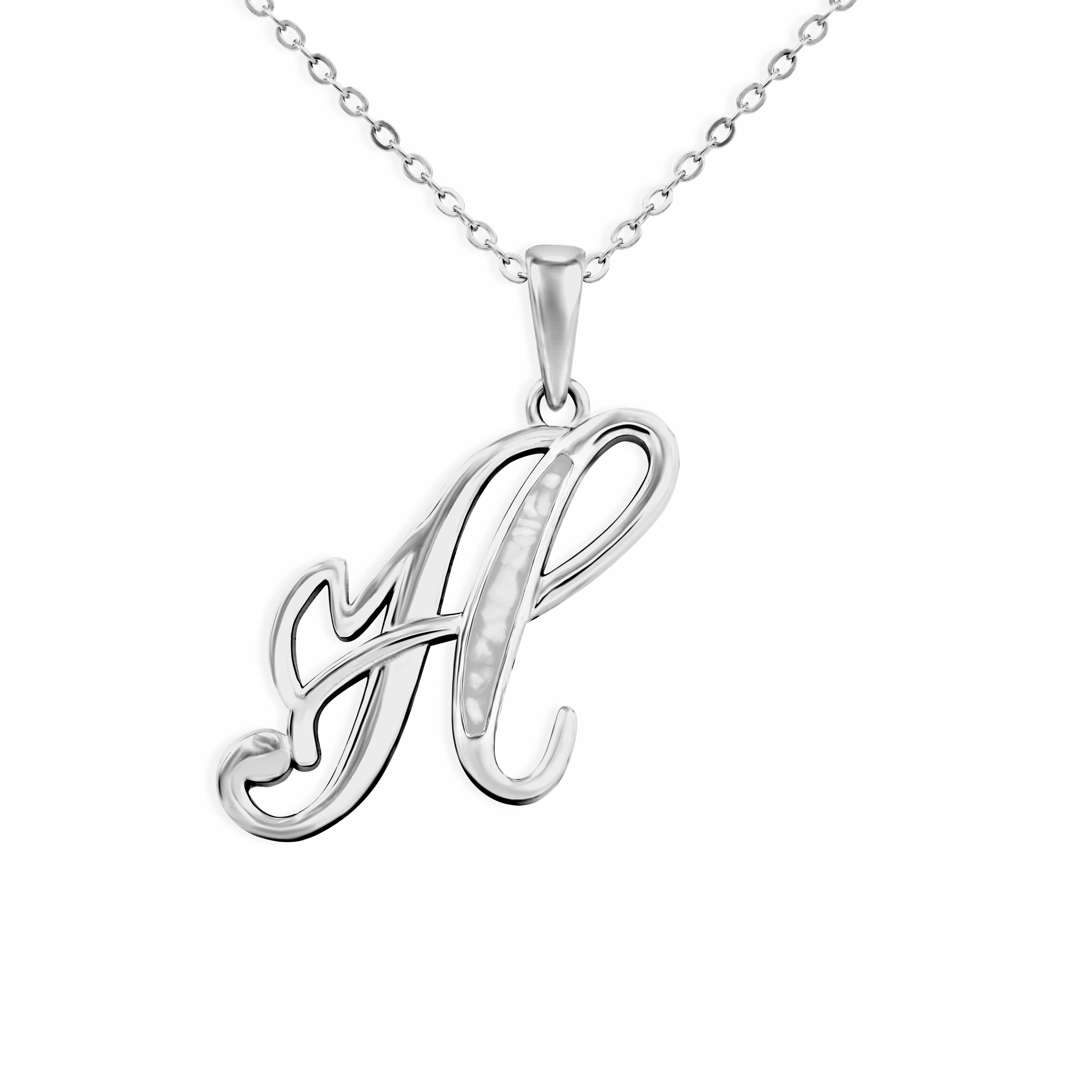 EverWith Alphabet Memorial Ashes Pendant - Letter H White