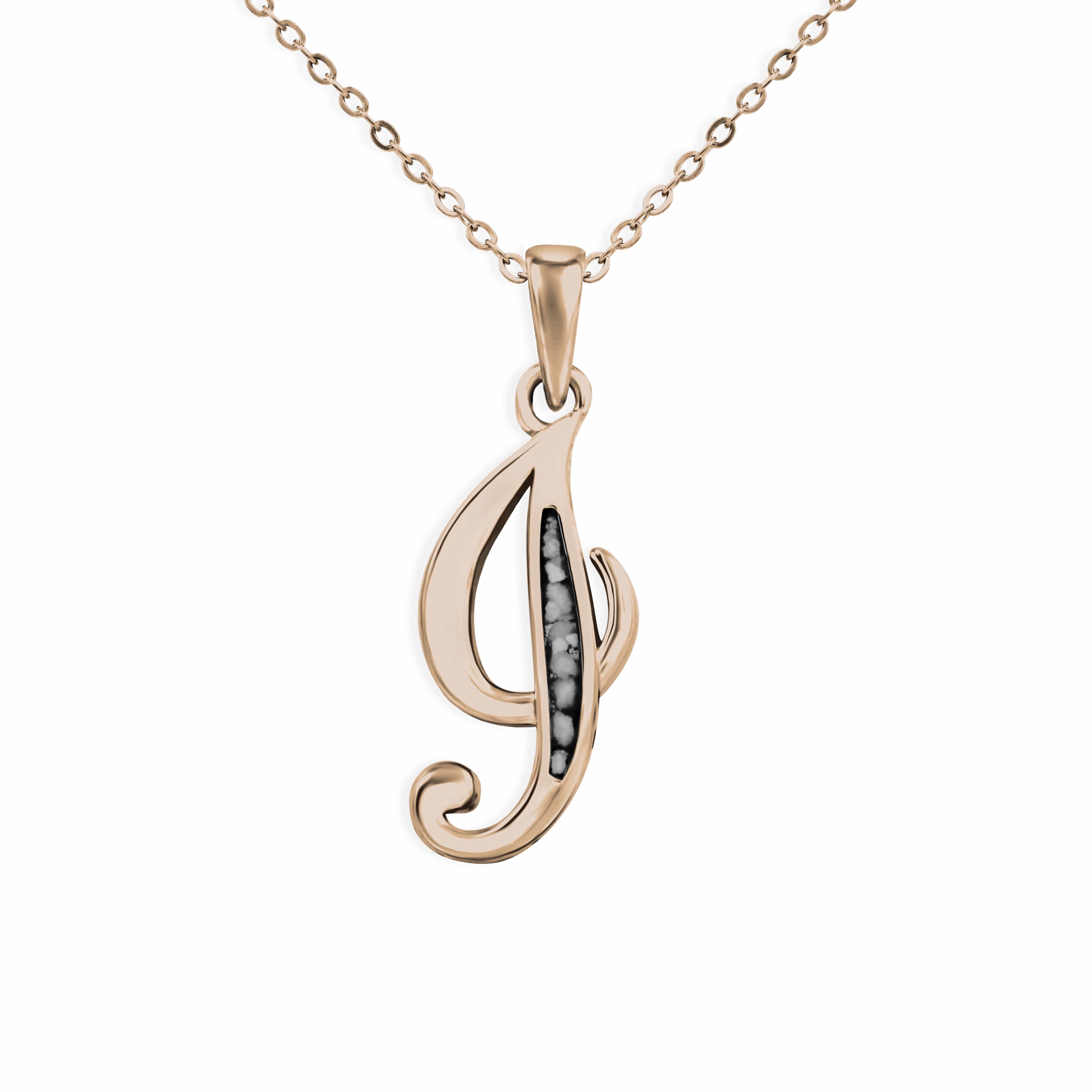 EverWith Alphabet Memorial Ashes Pendant - Letter I 9k Rose Gold Black