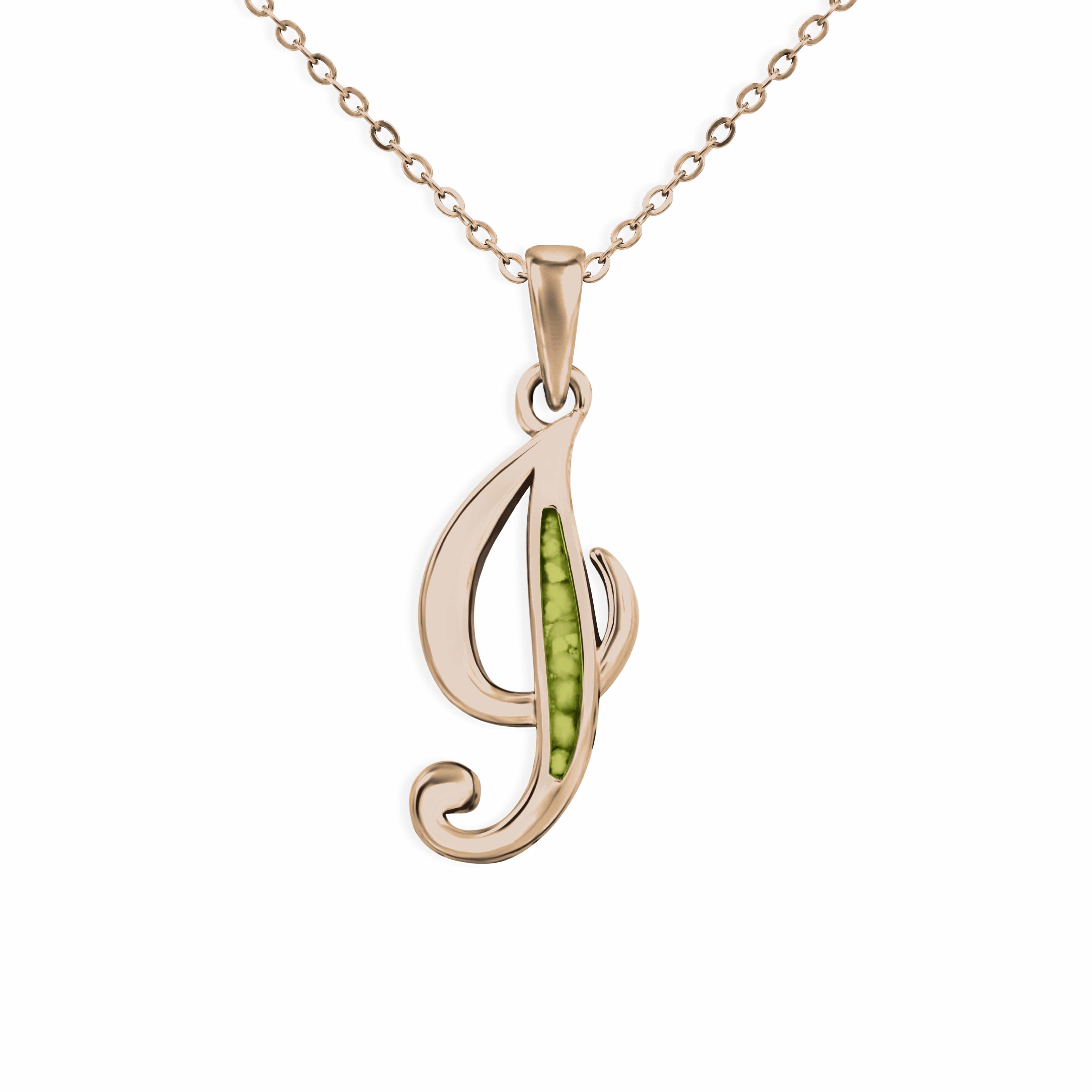 EverWith Alphabet Memorial Ashes Pendant - Letter I 9k Rose Gold Green