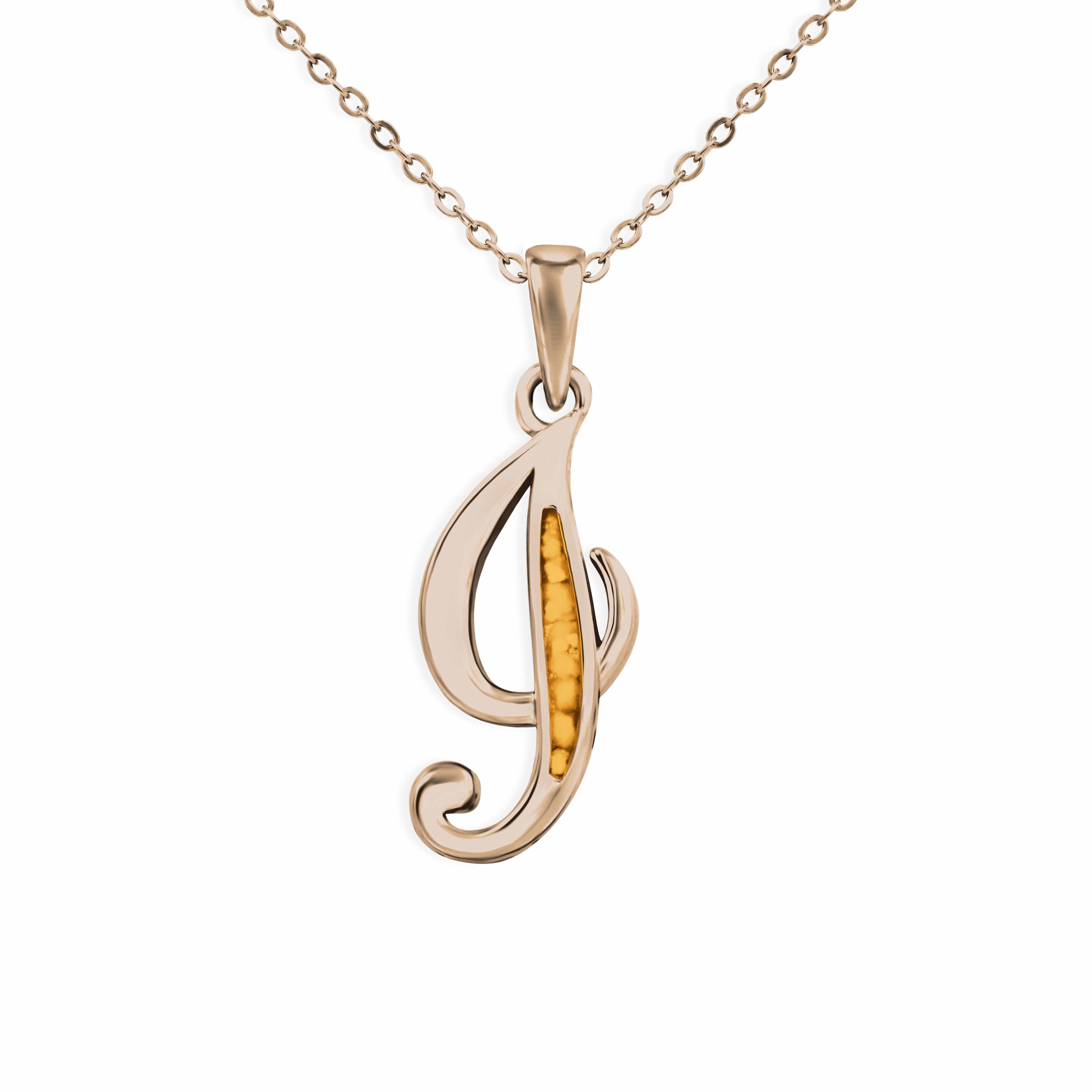 EverWith Alphabet Memorial Ashes Pendant - Letter I 9k Rose Gold Orange