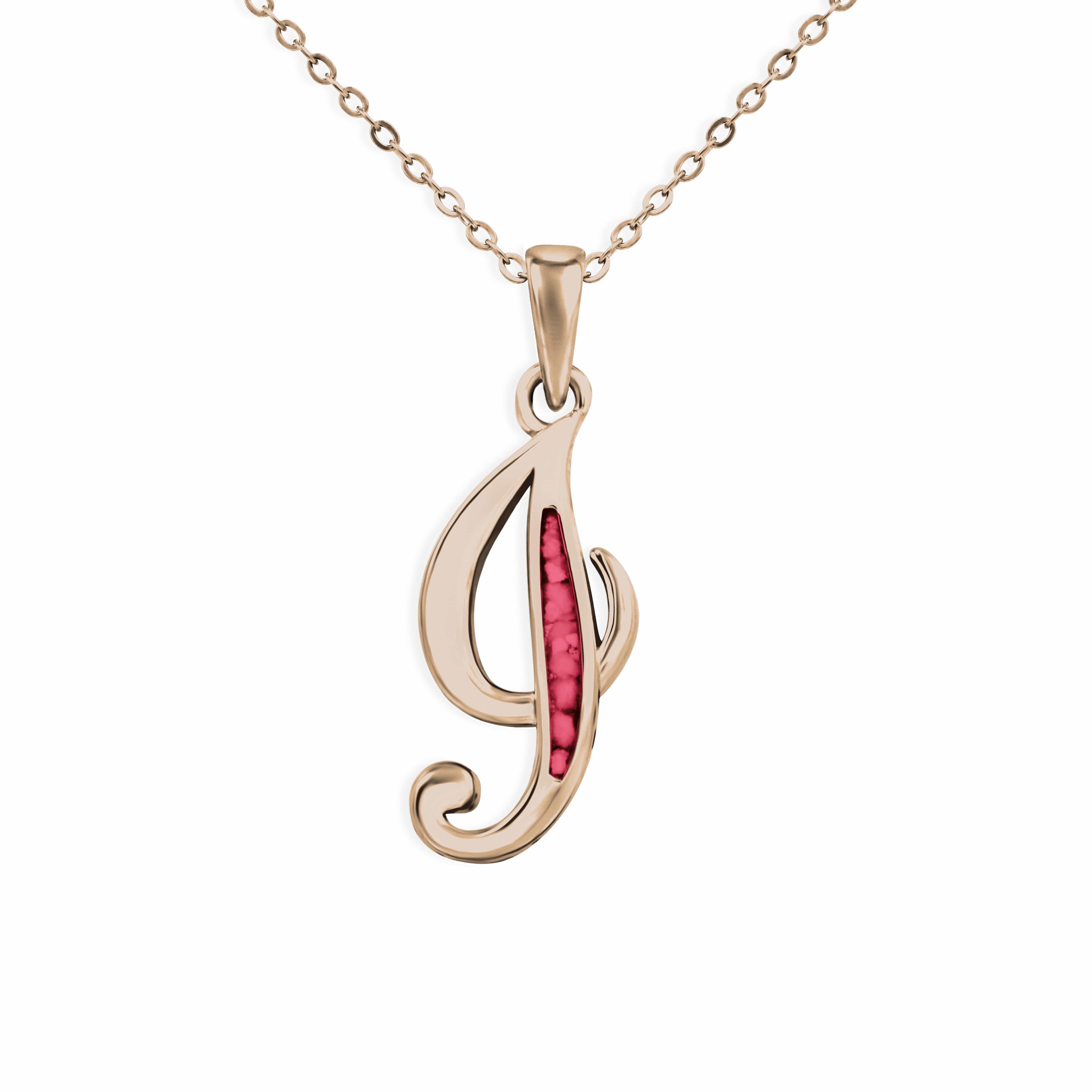 EverWith Alphabet Memorial Ashes Pendant - Letter I 9k Rose Gold Red