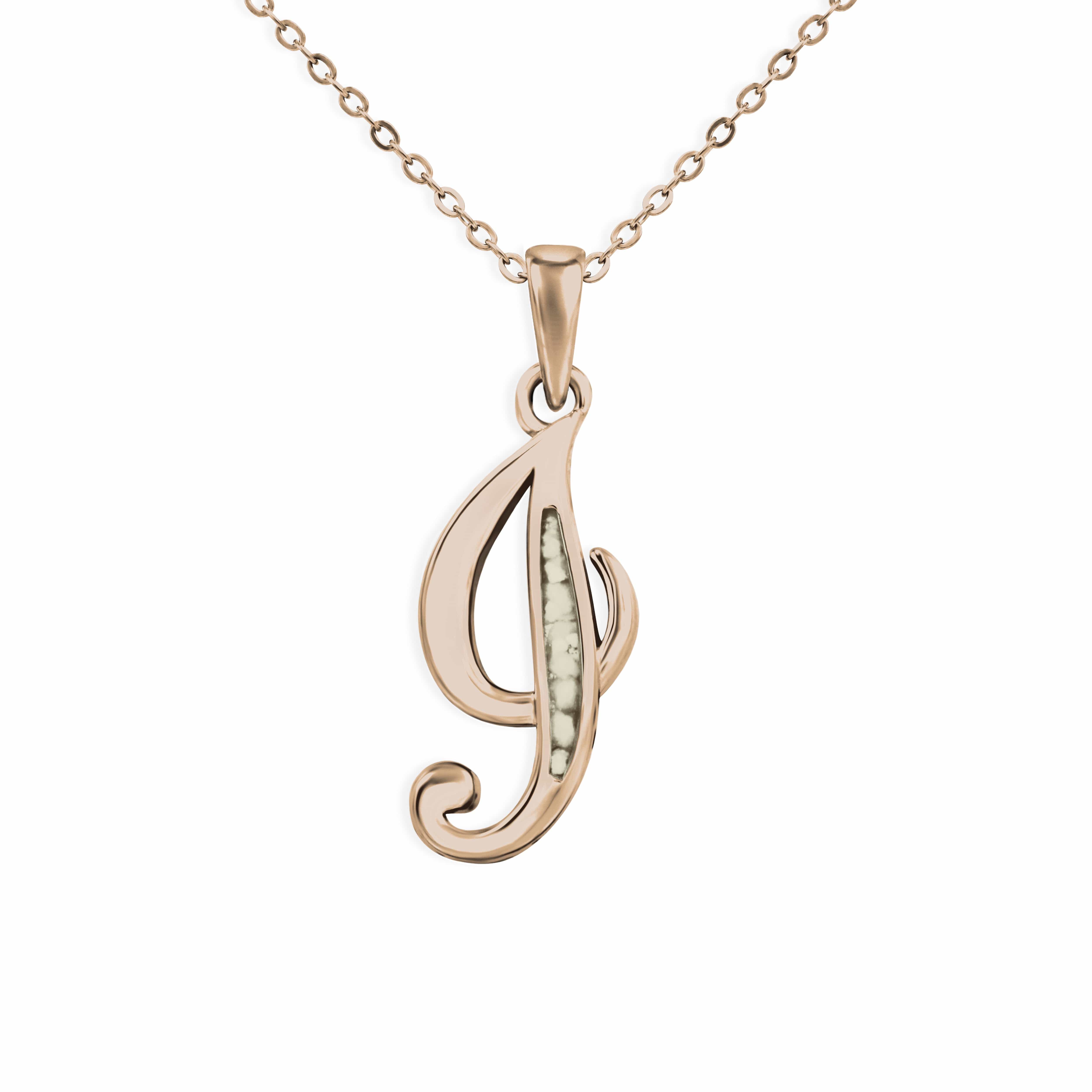 EverWith Alphabet Memorial Ashes Pendant - Letter I 9k Rose Gold Transparent